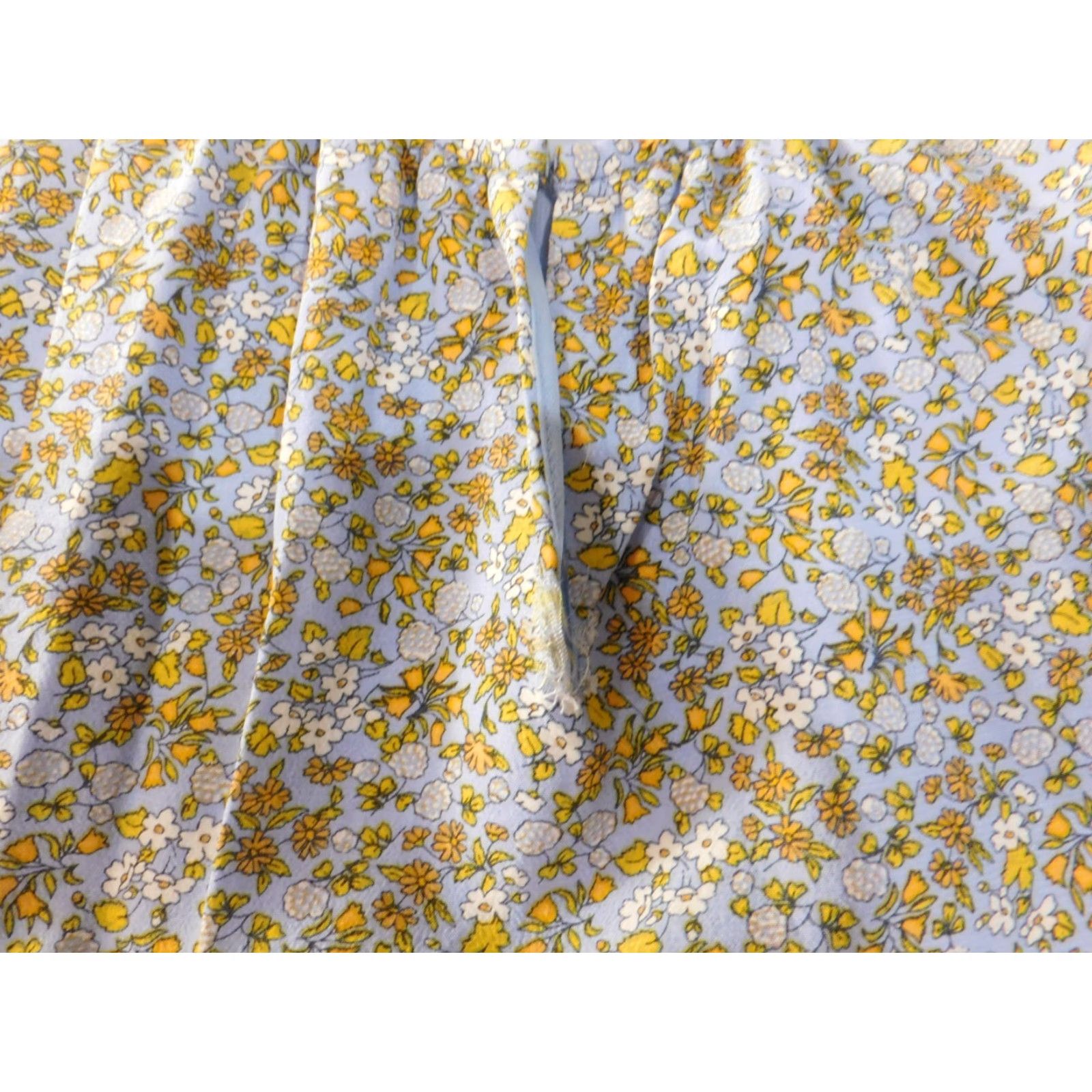 Ann Taylor Ann Taylor Dress Womens Large Blue Floral Lined Ruffles Pullover A-Line Knee Length Casual Crew Neck Polyester Rayon Straps Size L / US 10 / IT 46 - 5 Thumbnail