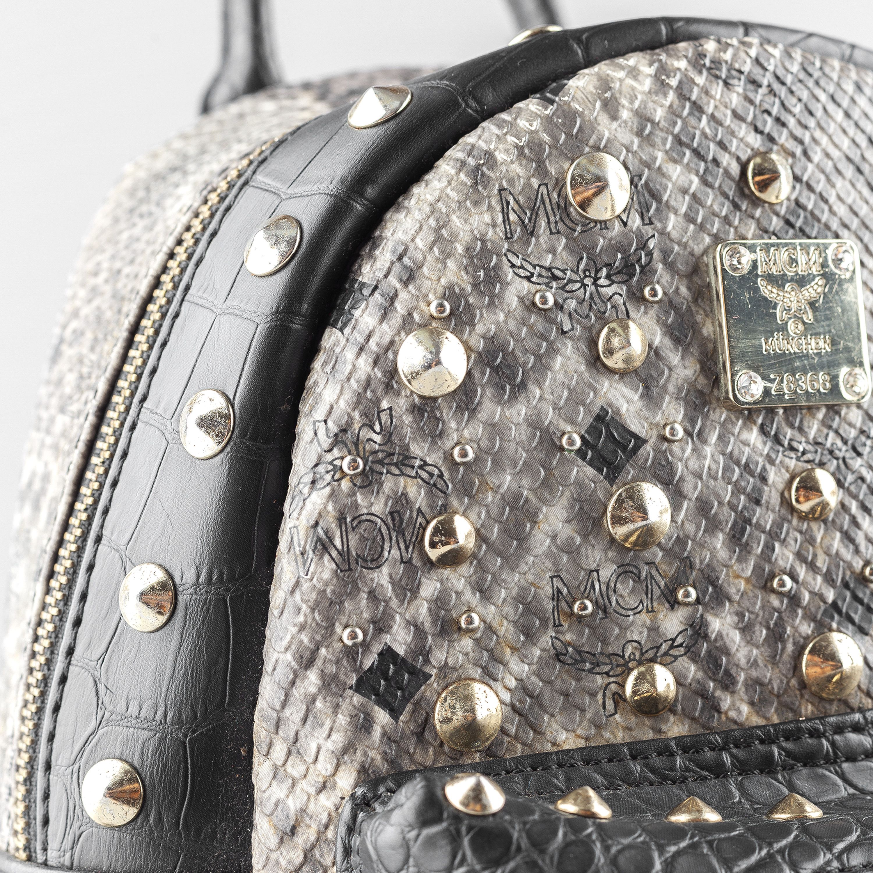 MCM MCM Gray Snakeskin Studded Backpack Size ONE SIZE - 10 Thumbnail