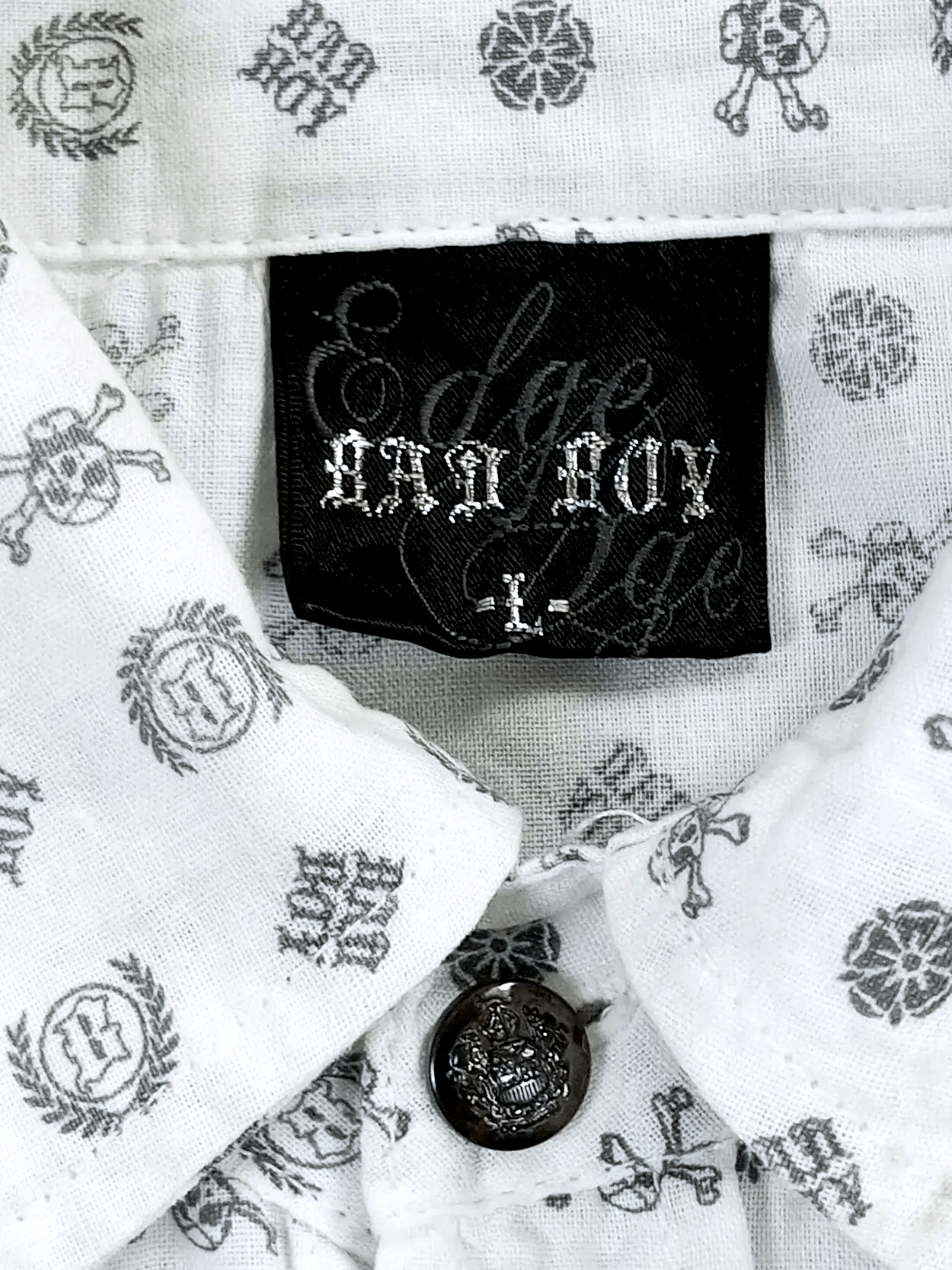 Japanese Brand Badboy full Skull print Y2K Poem Shirt Size US L / EU 52-54 / 3 - 10 Thumbnail