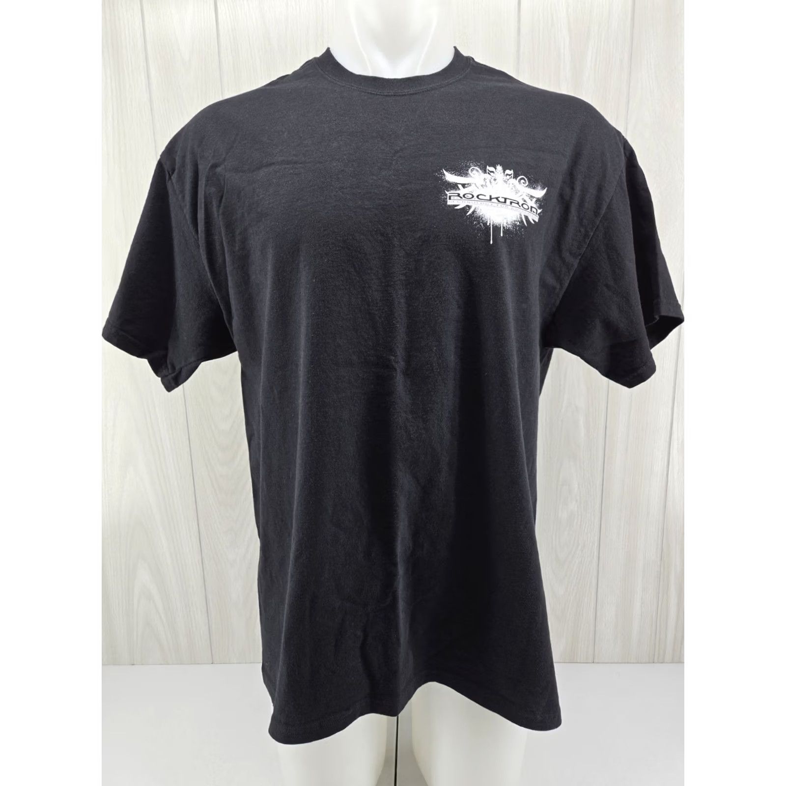 Hanes ROCKTRON Promo T Shirt Black XL Men Short Sleeve Graphic Print Hanes Cotton Shirt Mens XL Black Rocktron Promo T-Shirt Size US XL / EU 56 / 4 - 2 Thumbnail