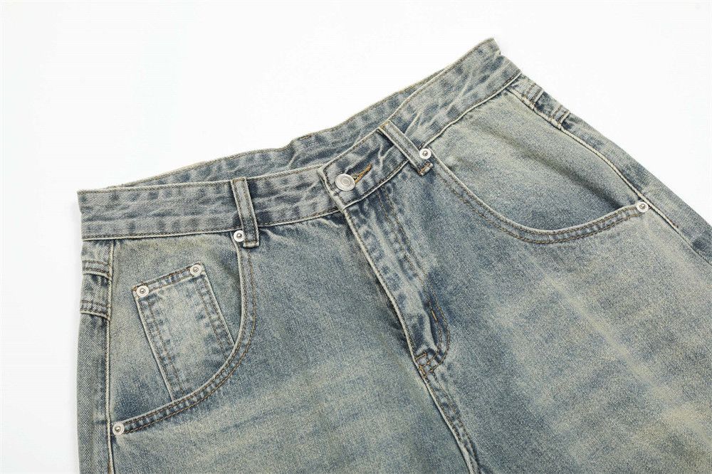 Jean Men's loose wide-leg retro distressed washed scimitar jeans Size US 32 / EU 48 - 3 Thumbnail