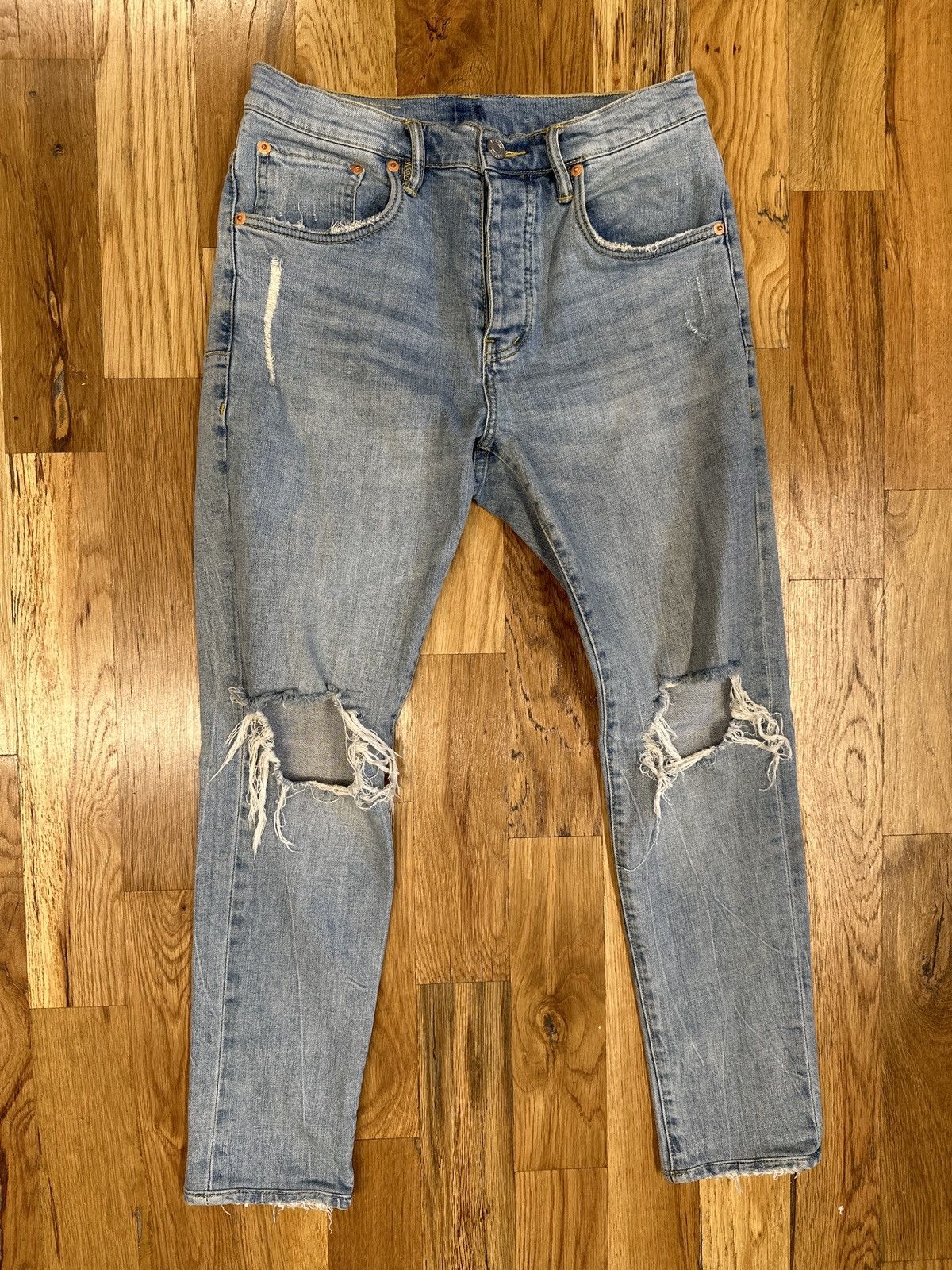 Purple Brand Purple Brand Knee Hole Blue Denim Jeans Size 31 Size US 31 - 1 Thumbnail