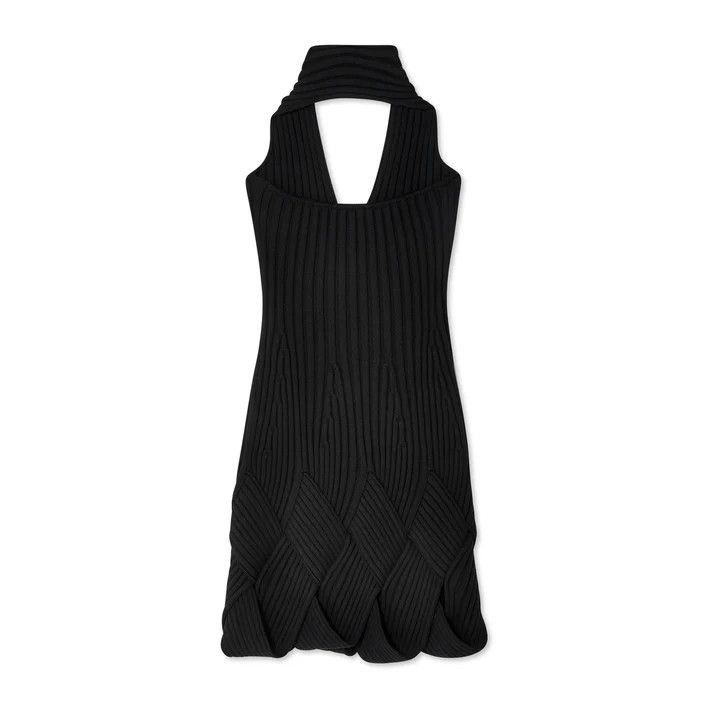 Bottega Veneta o1loc1c0824 725637 Intreccio Wool Dress in Black Size M / US 6-8 / IT 42-44 - 2 Thumbnail