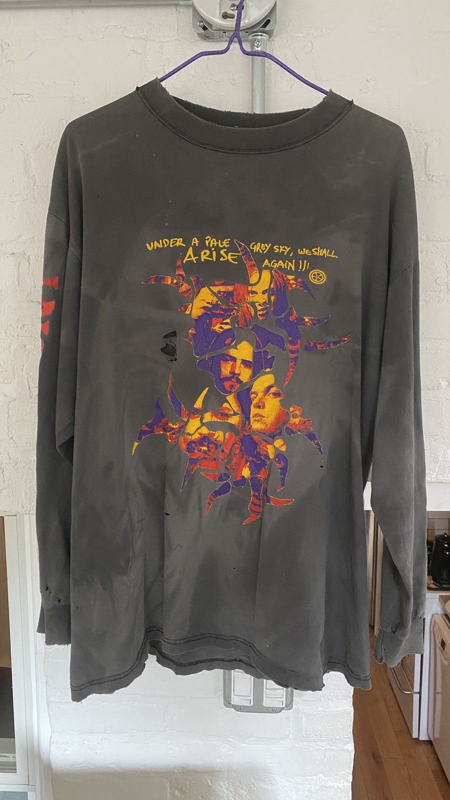 image of Vintage Sepultura L/s Arise Shirt Very Worn! in Black, Men's (Size Large)