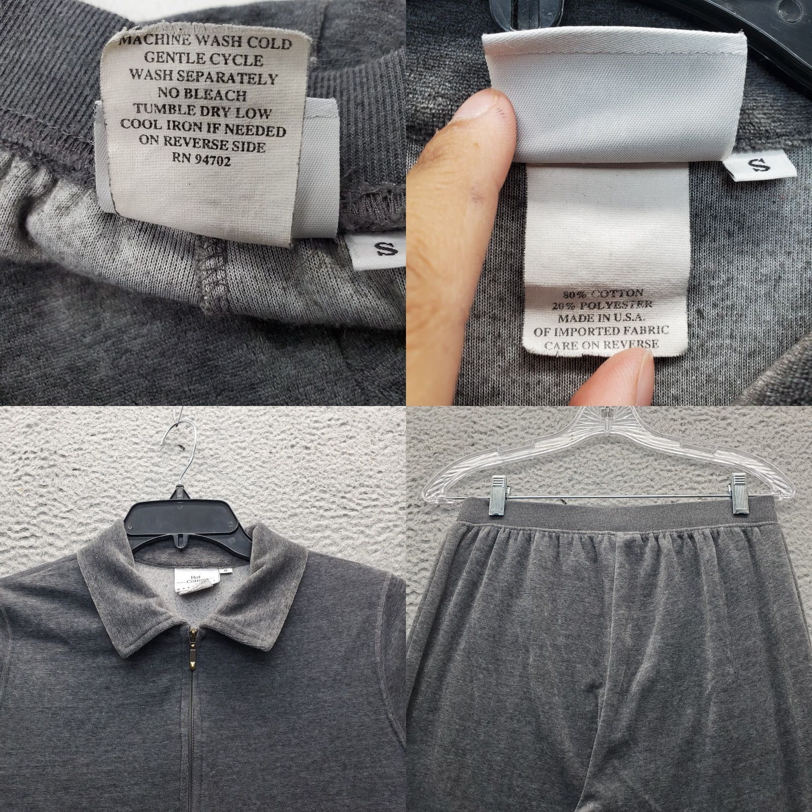 Marcs Hot Cotton by Marc Ware Track Suit Womens Size S Heather Gray Fleece Lined Full Zip Sweat Set Size S / US 4 / IT 40 - 10 Thumbnail