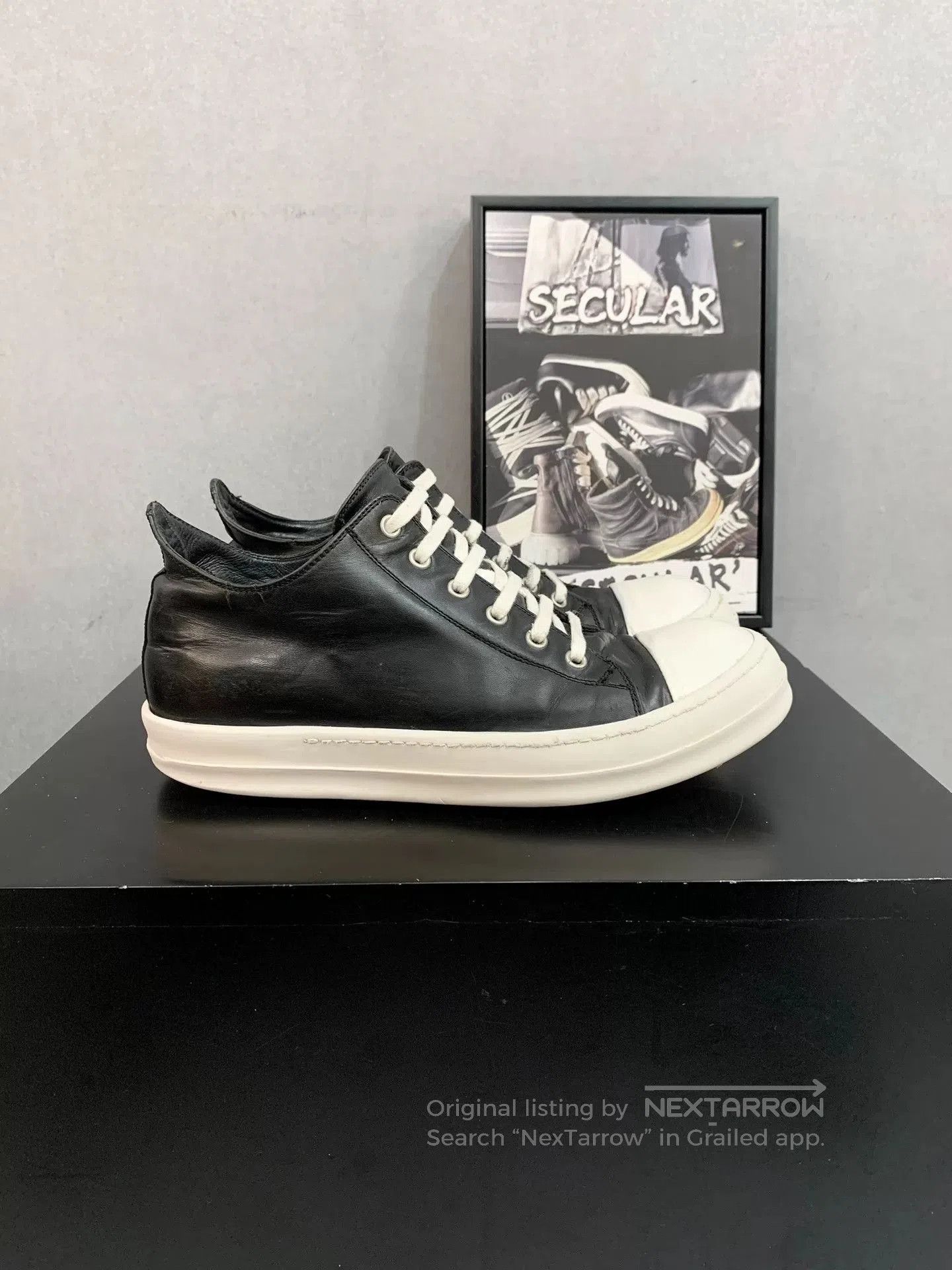 Rick Owens Rick Owens Main Line Leather Low-Top Sneakers. Size US 7.5 / EU 40-41 - 2 Thumbnail