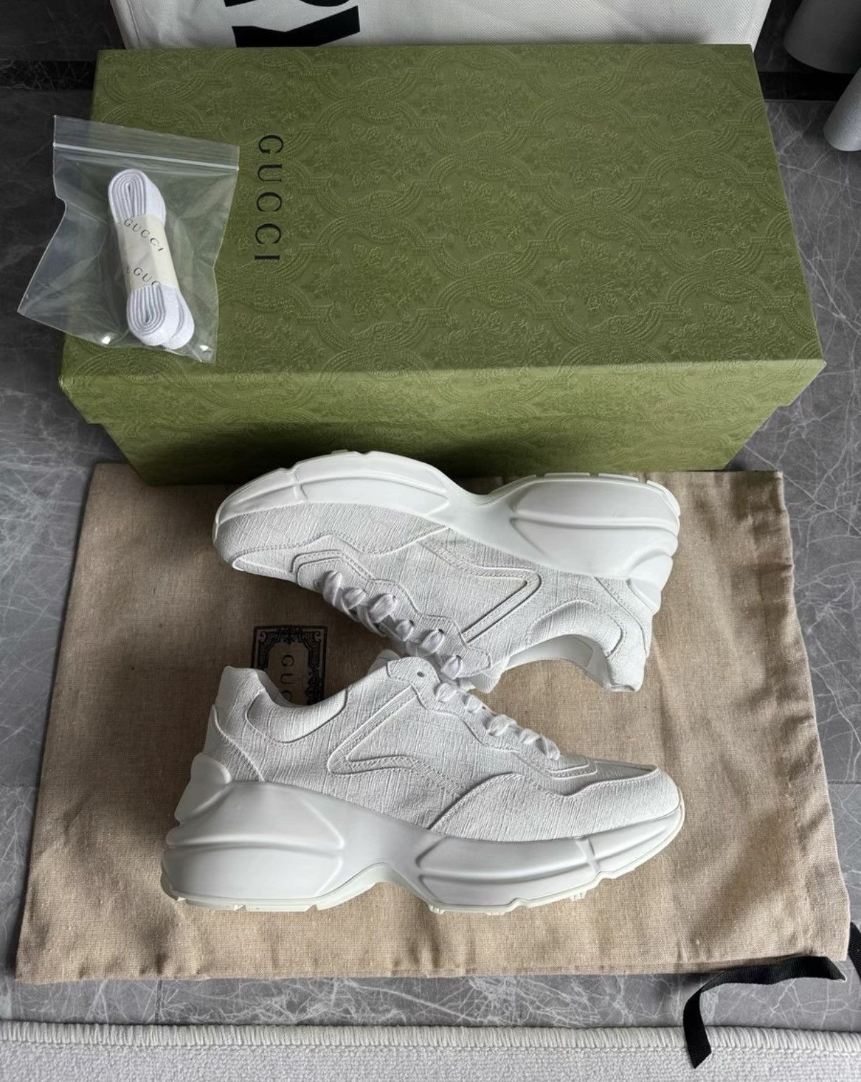 Gucci Gucci Rhyton dad sneakers, white with GG monogram K6 Size US 5.5 / IT 35.5 - 8 Thumbnail