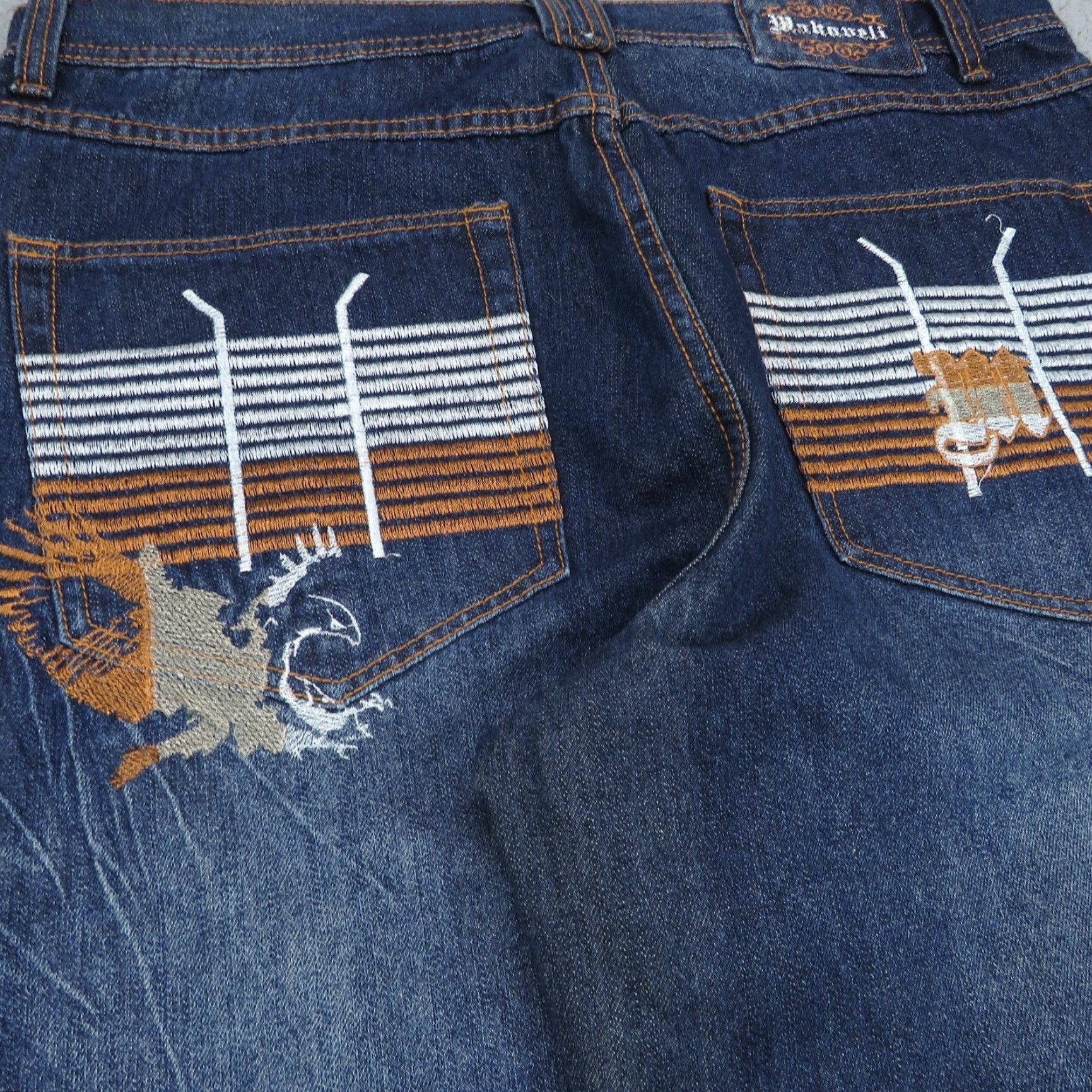 Vintage VTG Makaveli Jeans Men 38x32 Baggy Pipes Embroidered Grunge Skater Tupac 90s Rap Denim Jeans Mens 90s Hip Hop Baggy Size US 38 / EU 54 - 4 Thumbnail