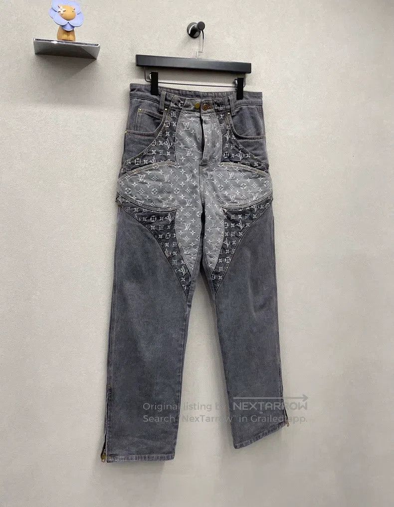 Louis Vuitton Louis Vuitton Irregular black and grey jeans with full log Size US 30 / EU 46 - 4 Thumbnail