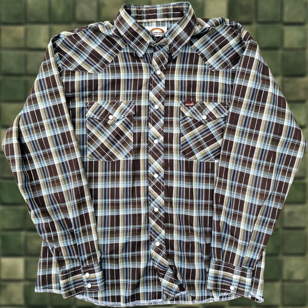 Wrangler VINTAGE Wrangler Western Shirt USA Made XL Plaid 70s Pearl Snap Mens Size US XL / EU 56 / 4 - 1 Thumbnail