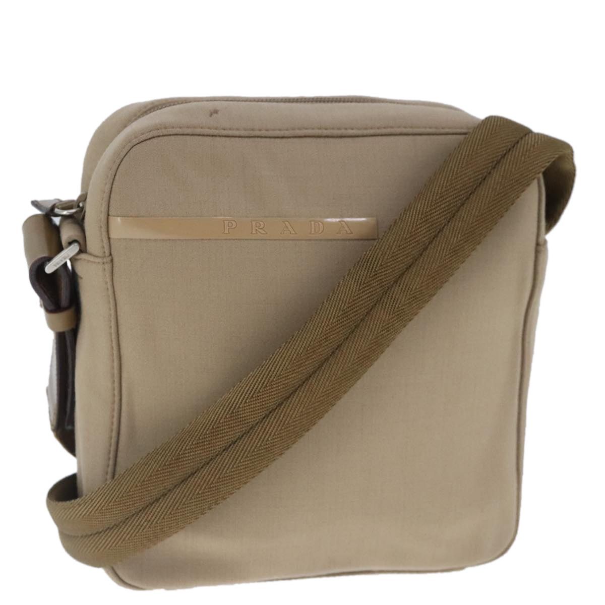PRADA Sports Shoulder Bag Canvas Beige