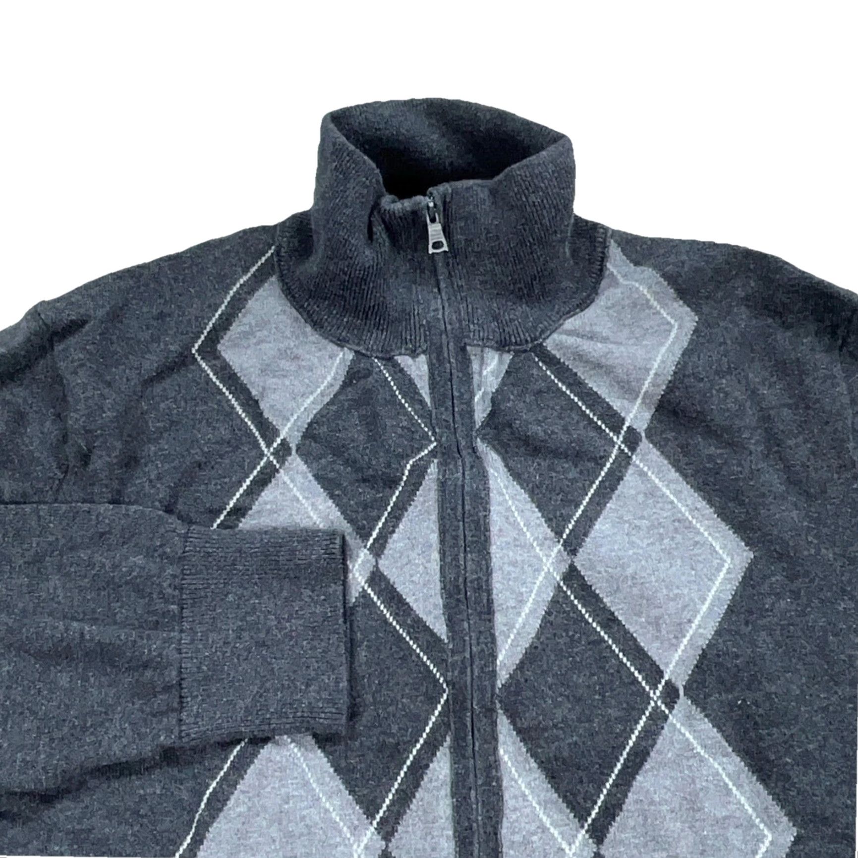Banana Republic Banana Republic Sweater Men Large Gray Knit Full Zip Cardigan Jacket Diamond Pattern Size US L / EU 52-54 / 3 - 2 Thumbnail