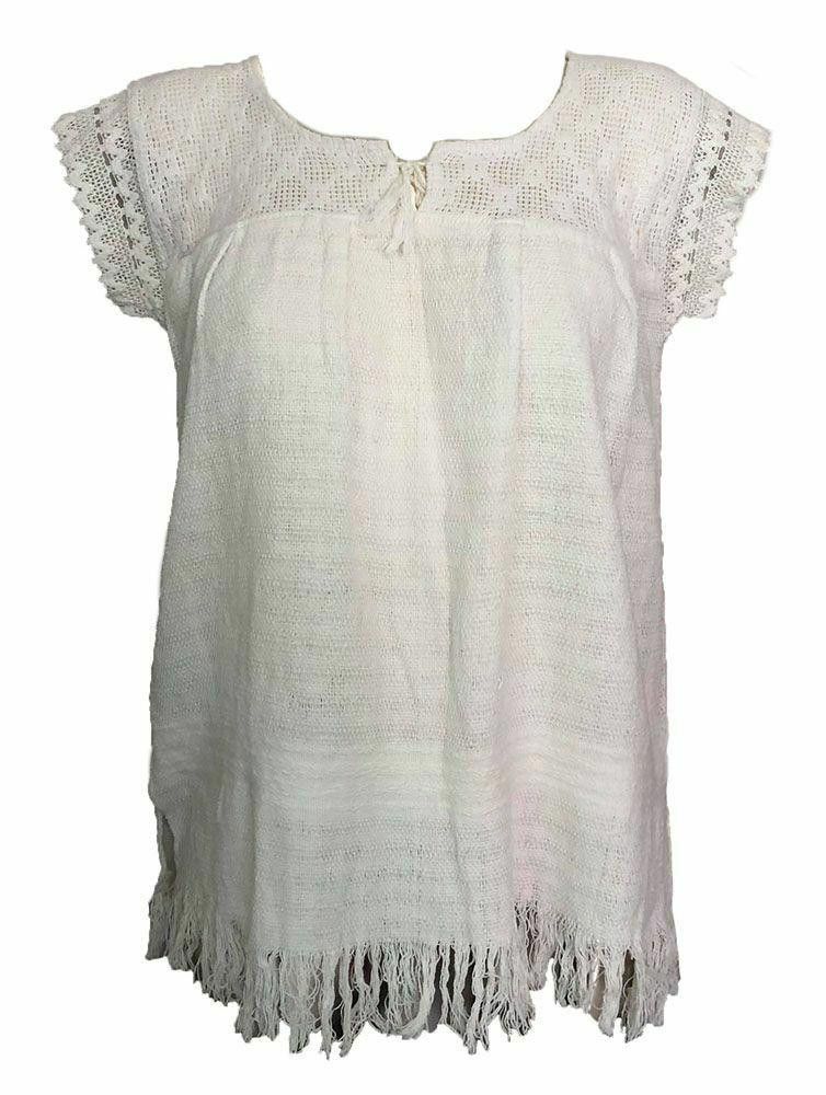 Designer Pre Owned White Hand Made Loomed Blouse L Size L / US 10 / IT 46 - 1 Thumbnail