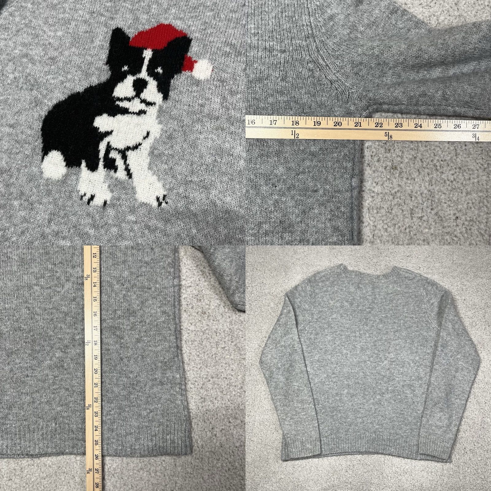 Vintage Cupcakes and Cashmere Dog Sweater Womens L Crew Neck Long Sleeve Gray Knit Pullover Christmas Holiday Animal Pattern Autumn Winter Size L / US 10 / IT 46 - 8 Thumbnail