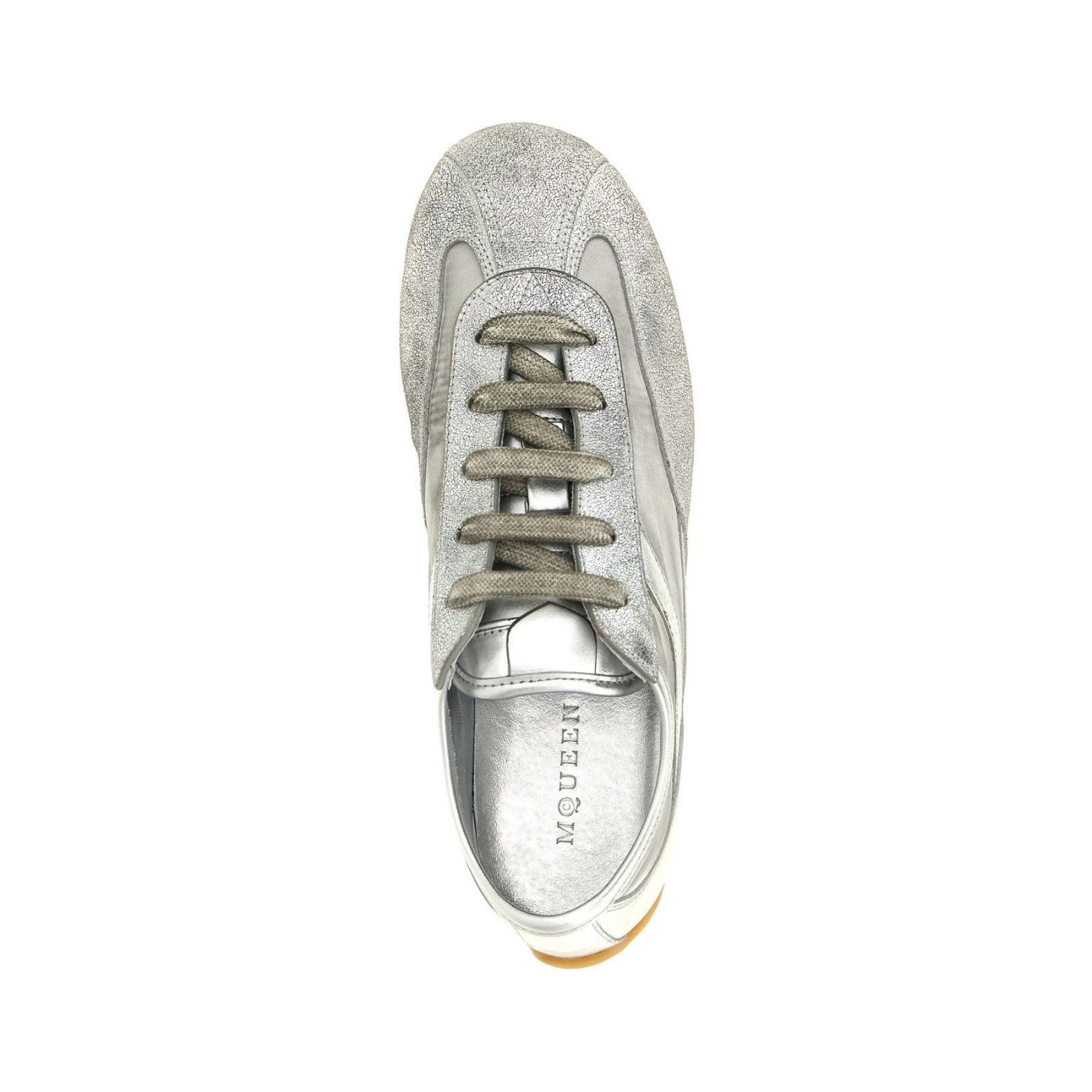 Alexander McQueen ALEXANDER MCQUEEN Boxe Basse Silver Leather Sneakers New & A Size US 7 / IT 37 - 4 Thumbnail