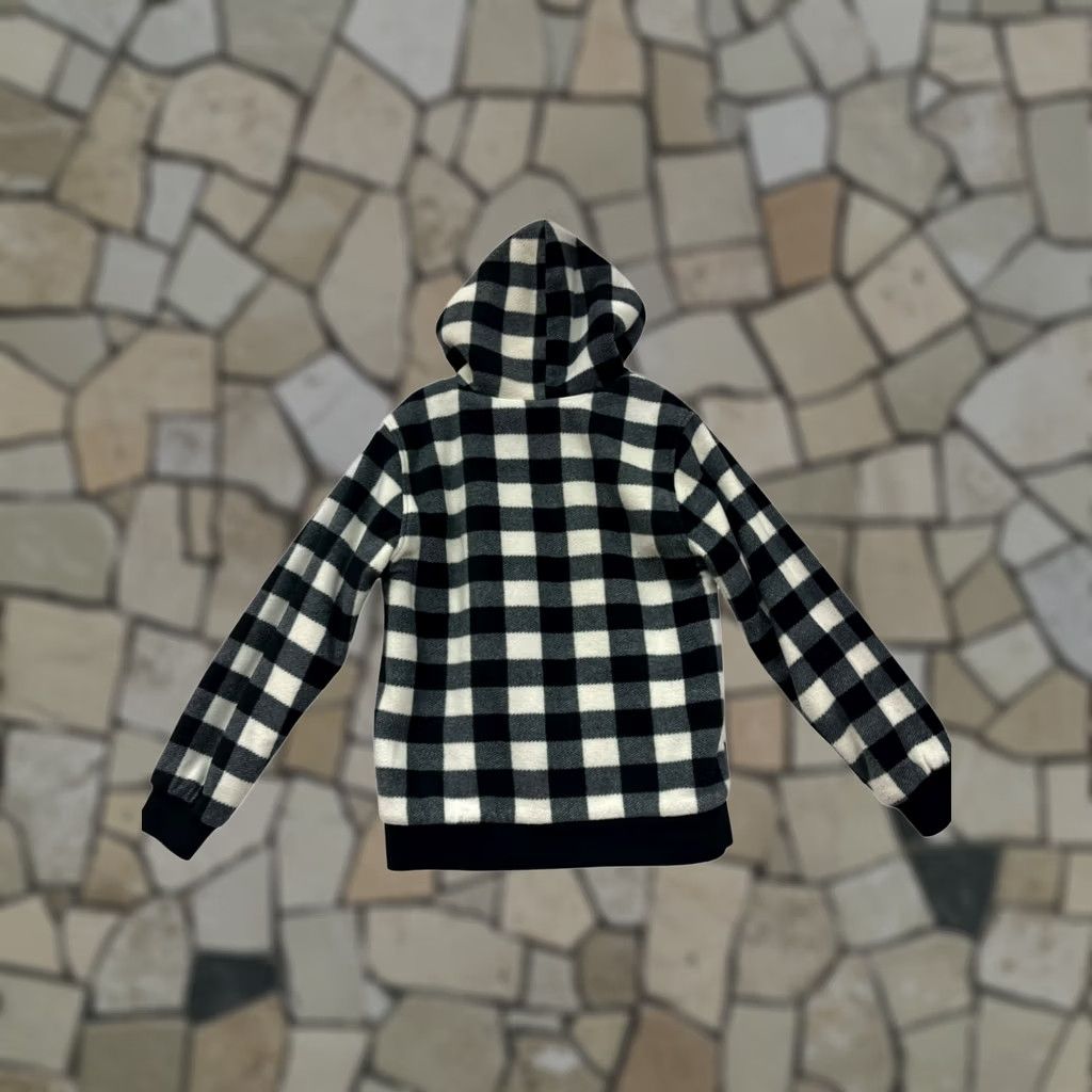 Vintage VINTAGE Womens Large Black & White Buffalo Plaid Zip-Up Hoodie Jacket #6879 Size L / US 10 / IT 46 - 1 Thumbnail