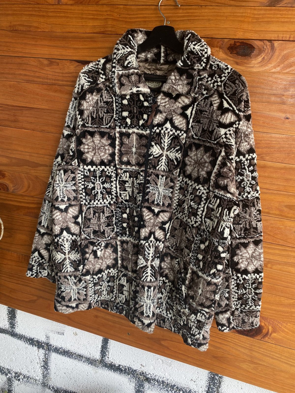 Vintage Vintage Back Fire Patterned Faux Fur Coat – Retro 90s Size US M / EU 48-50 / 2 - 4 Thumbnail
