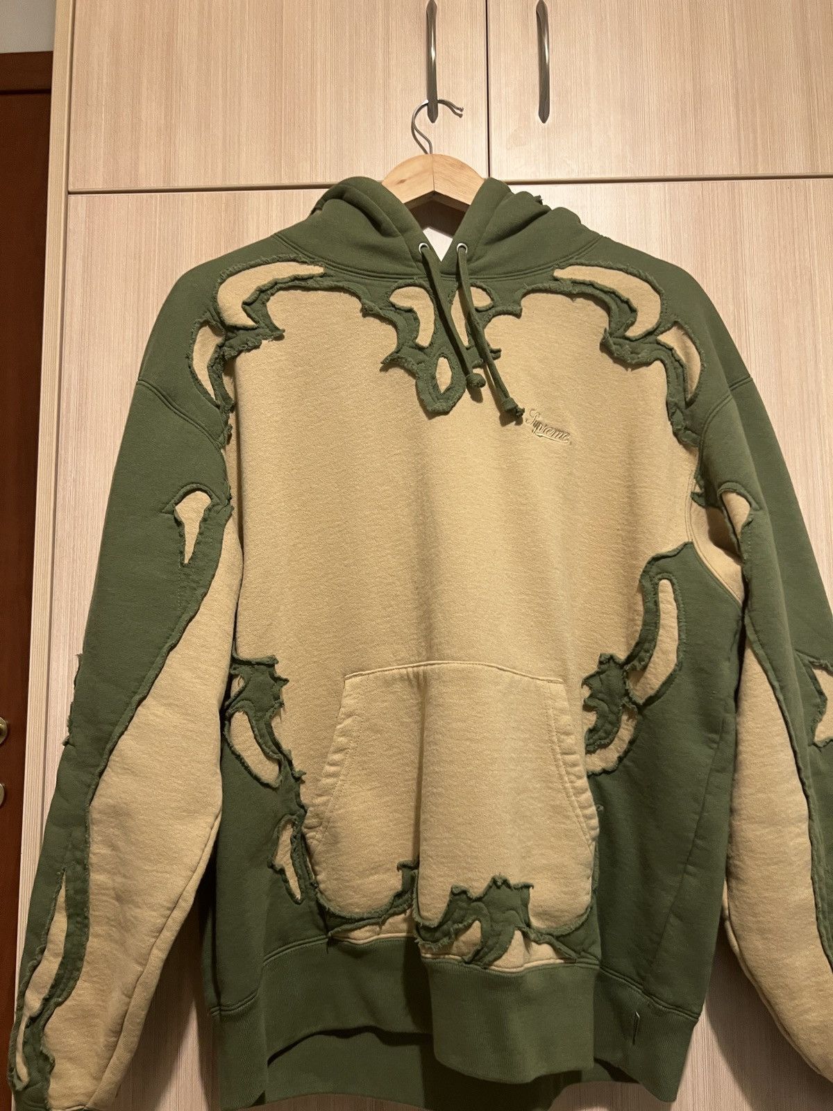 image of Supreme Western Cut Out Hooded Sweatshirt in Beige, Men's (Size Medium)