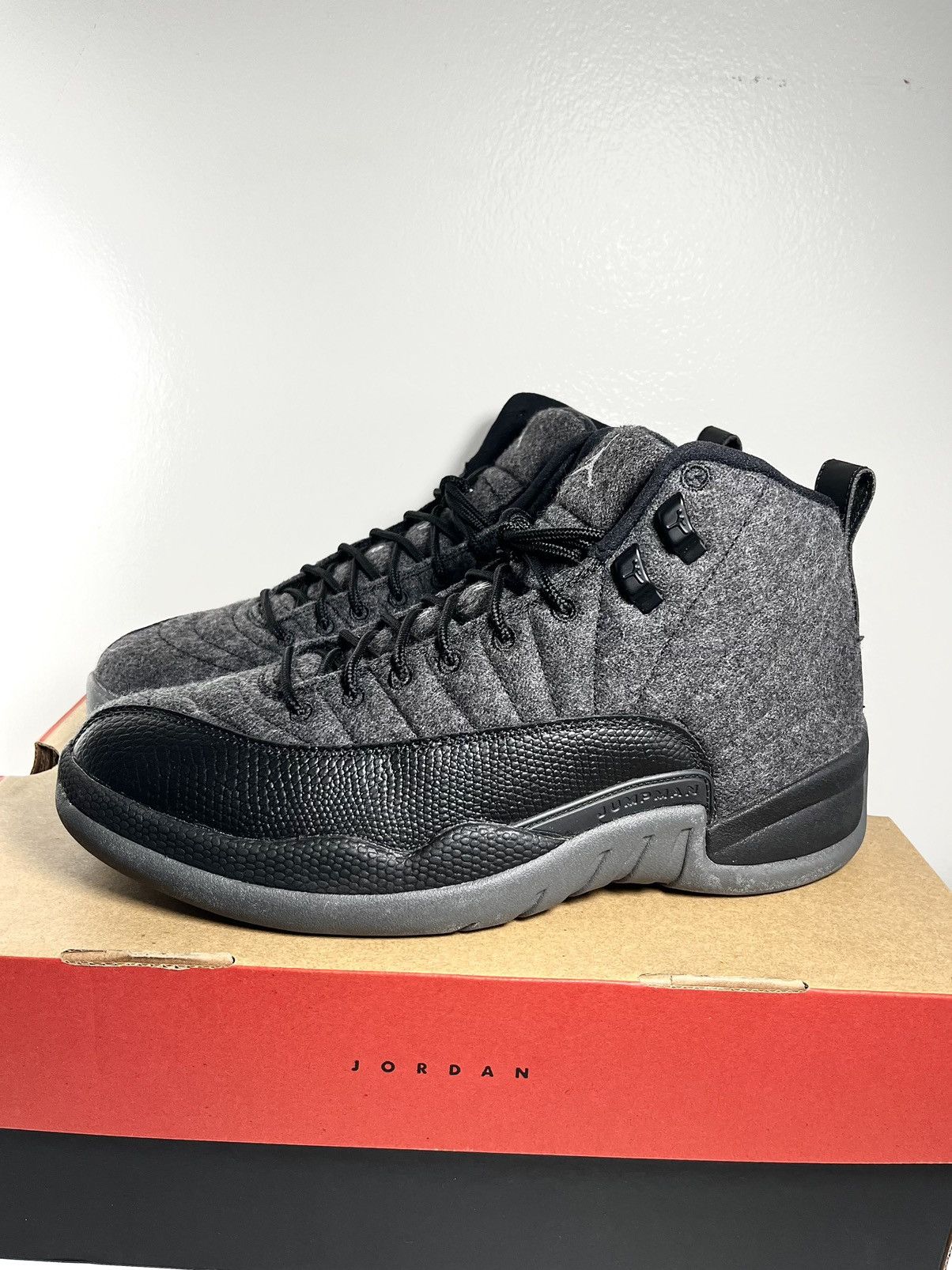 Wool All Black Jordans 12 All Black Retro Jordan 12 Top