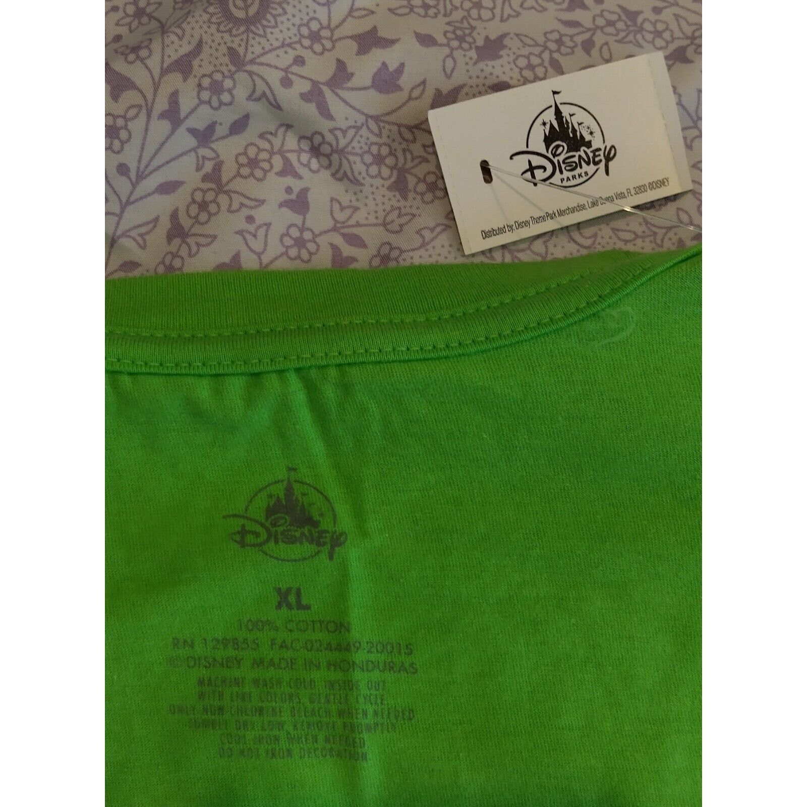 Disney NWT !! Disneyland Parks Authentic Neon Lime Green Adults XL Size ONE SIZE - 3 Thumbnail