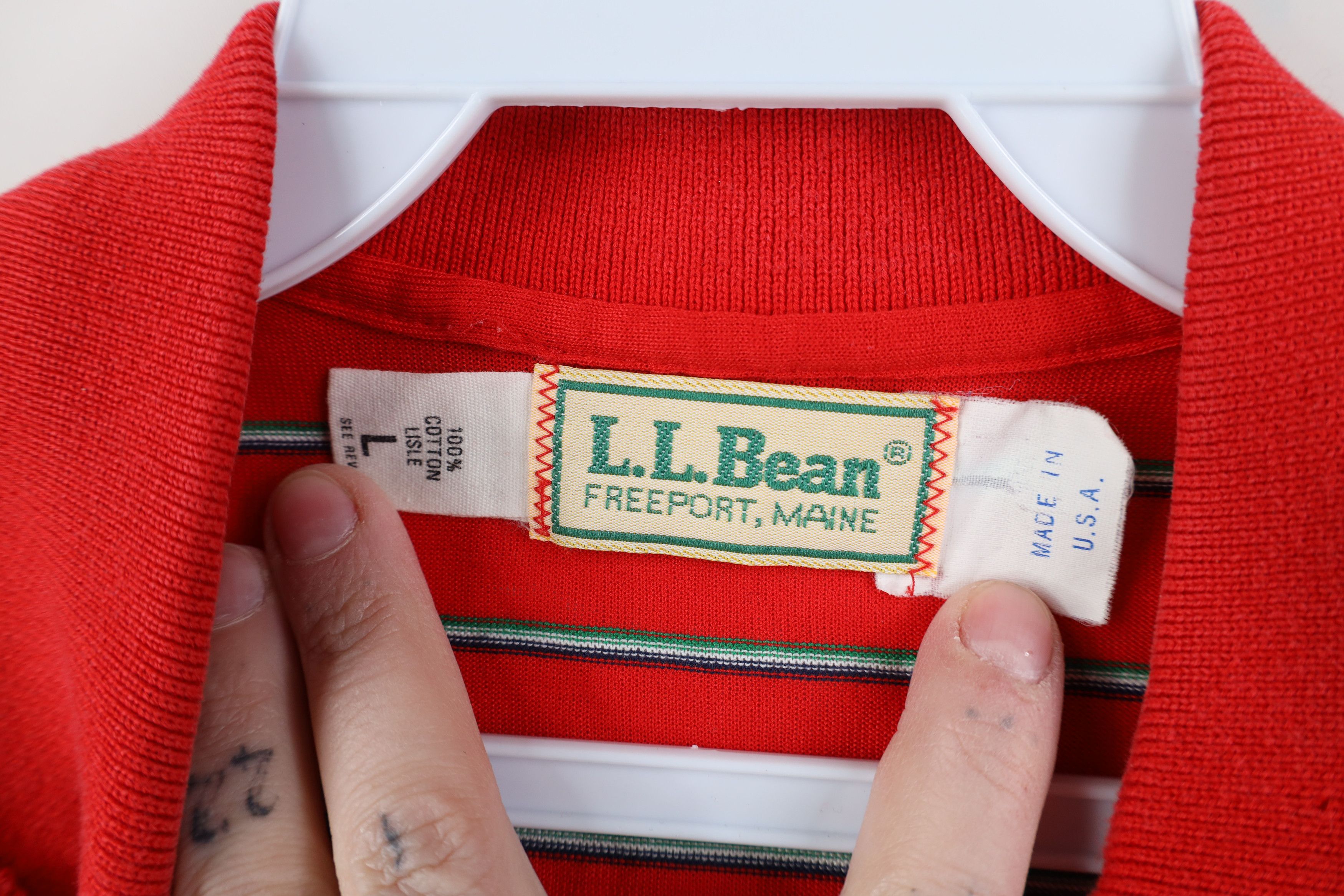 L.L. Bean Vintage 70s LL Bean Lisle Knit Collared Polo Shirt USA Size US L / EU 52-54 / 3 - 6 Thumbnail
