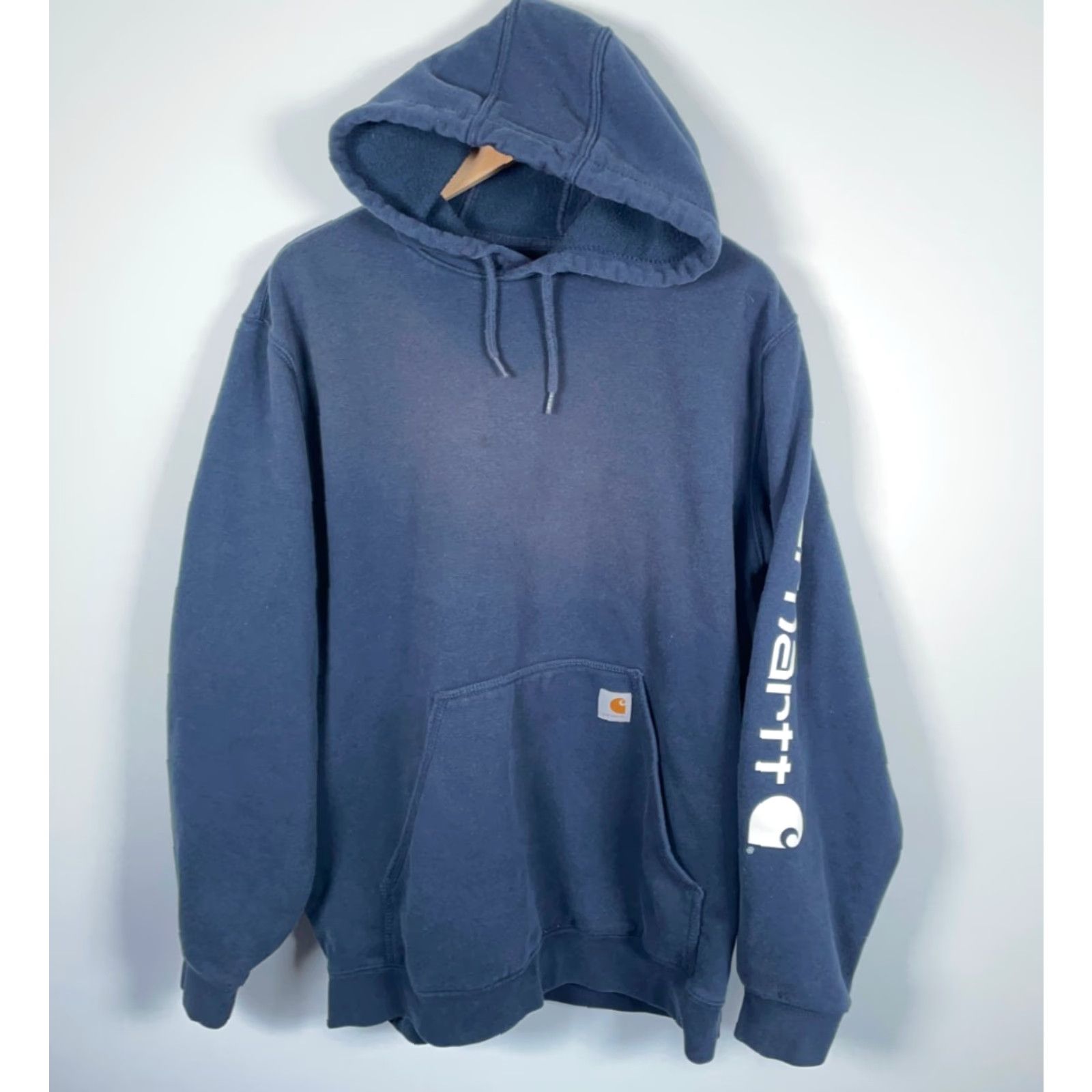 Carhartt Carhartt Hoodie Mens XL Dark Blue Color Faded Heavyweight Cotton Polyester Fleece Pullover Loose Size US XL / EU 56 / 4 - 2 Thumbnail