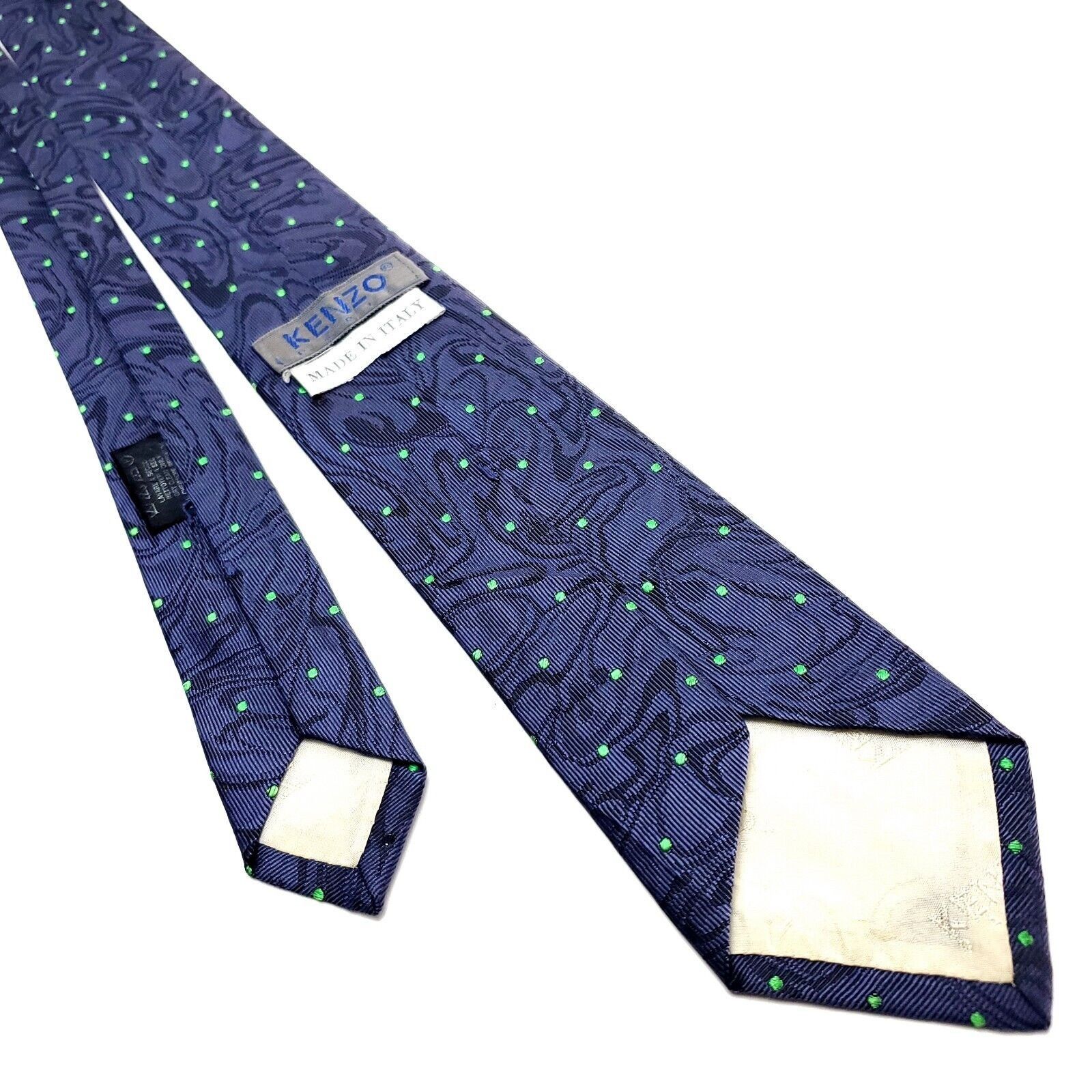 Kenzo Kenzo Blue Silk Tie Woven Short Skinny Dot Oil Slick Italy Size ONE SIZE - 3 Thumbnail