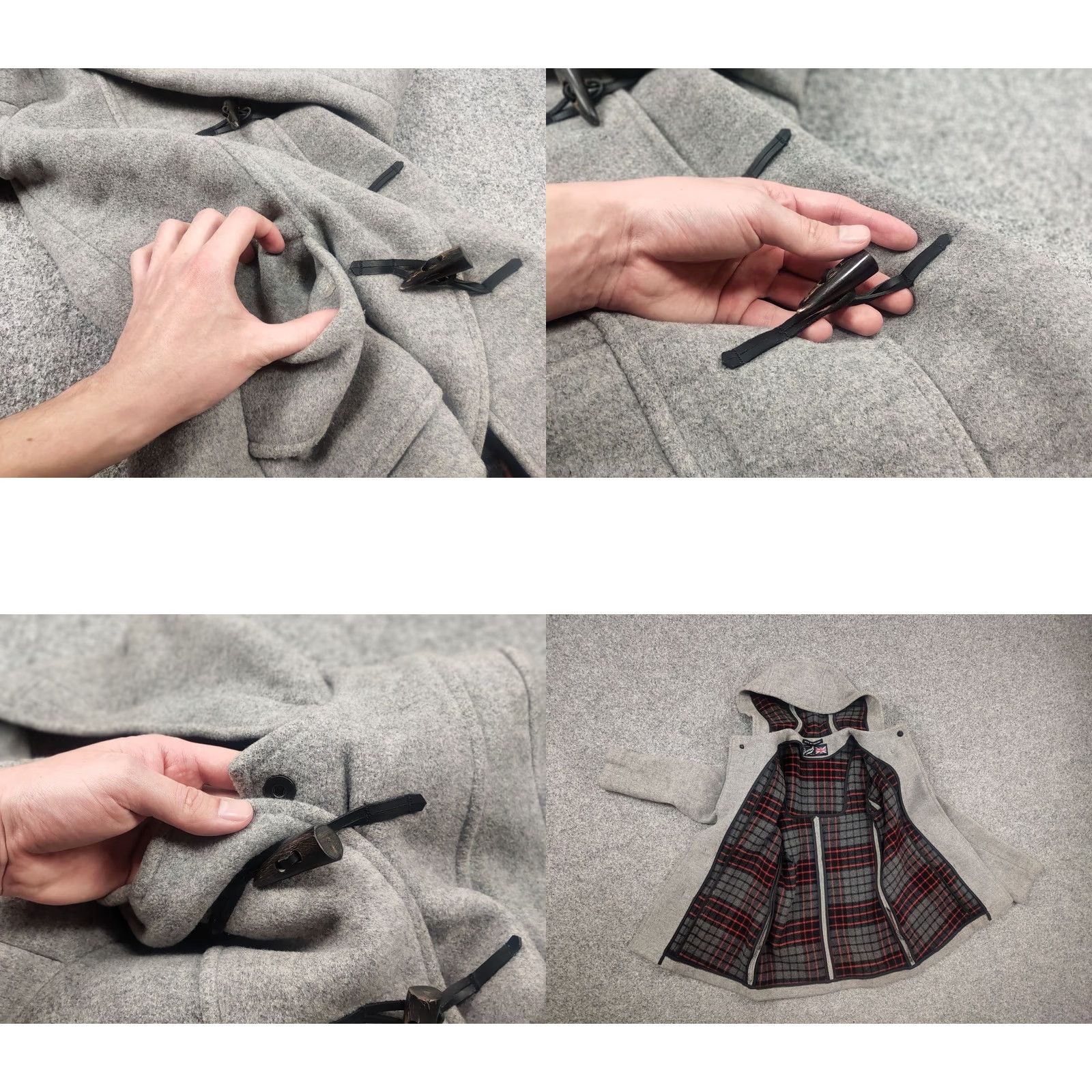 Gloverall VINTAGE Gloverall Duffle Coats Gray Wool Button Hooded Women's Short Jacket Size 28" / US 6 / IT 42 - 8 Thumbnail