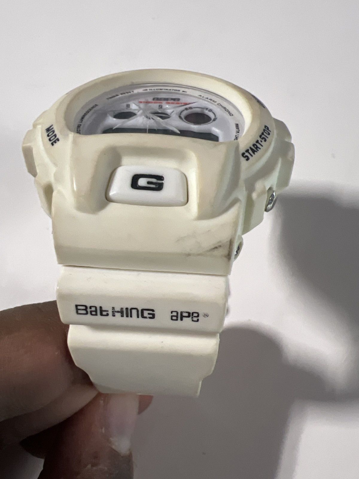 image of G Shock X Bape Watch in White, Men's