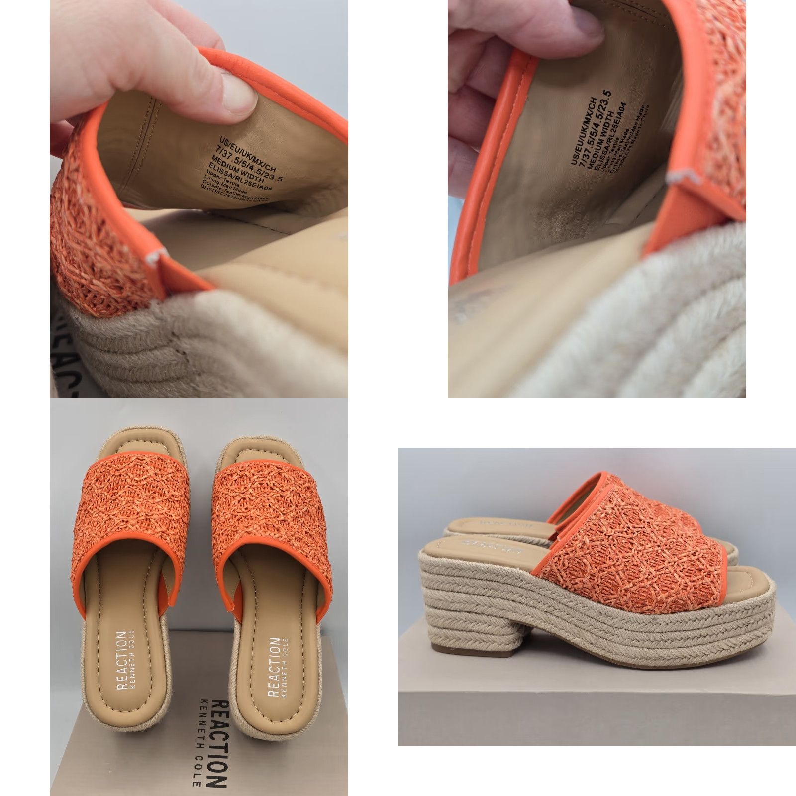 Kenneth Cole KENNETH COLE REACTION Women's Elissa Sandal Orange Raffia Sz 7 M - NIB - Heels - 7 - Orange - Womens - Raffia Size US 7 / IT 37 - 8 Thumbnail