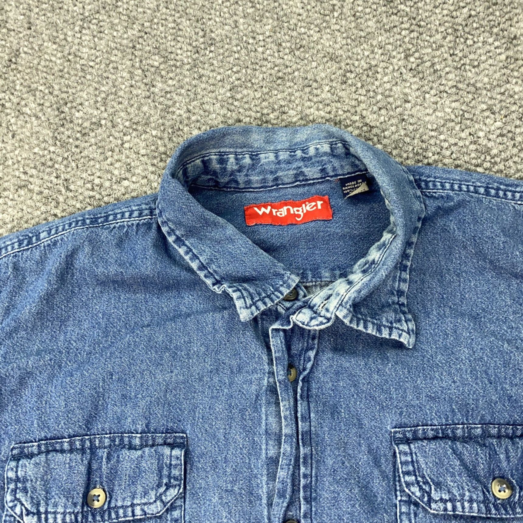 Wrangler Wrangler Shirt 2XL Blue Denim Western Long Sleeve Button-Up Casual Classic Pockets Mens Size US XXL / EU 58 / 5 - 2 Thumbnail