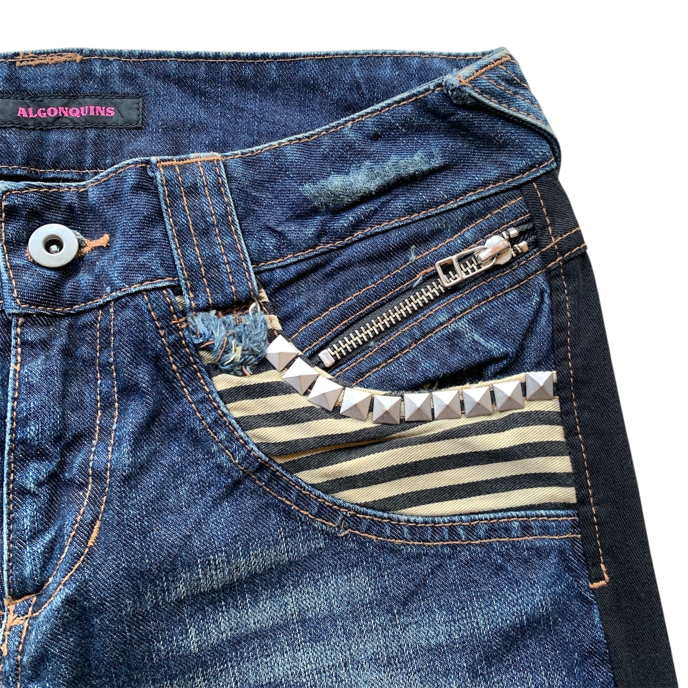 Japanese Brand Algonquins Distress Studded Punk Vkei ifsix LGB Flared Jeans Size 29" - 5 Thumbnail