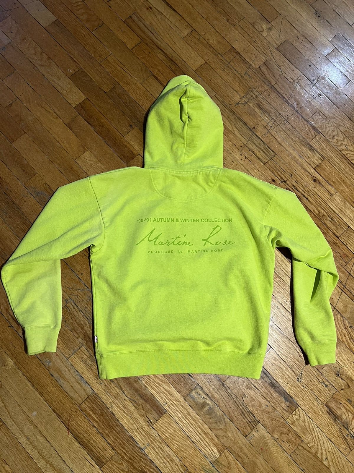 Image of Martine Rose Classic Boxy Back Logo Hoodie Apple Neon Green in Apple Green, Men's (Size Small)