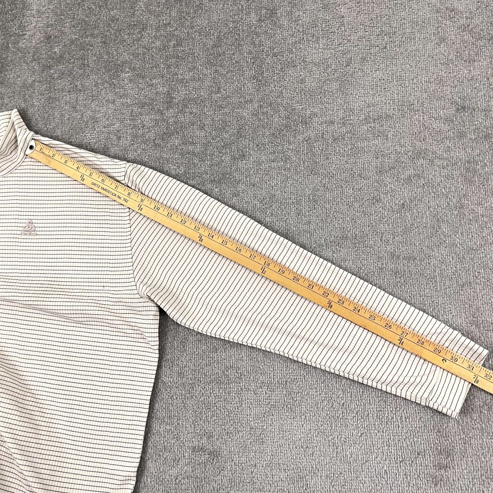 Odlo Odlo Jacket 2XL Mens Cream White Blue Striped Quarter Zip Pullover Performance Size US XXL / EU 58 / 5 - 6 Thumbnail