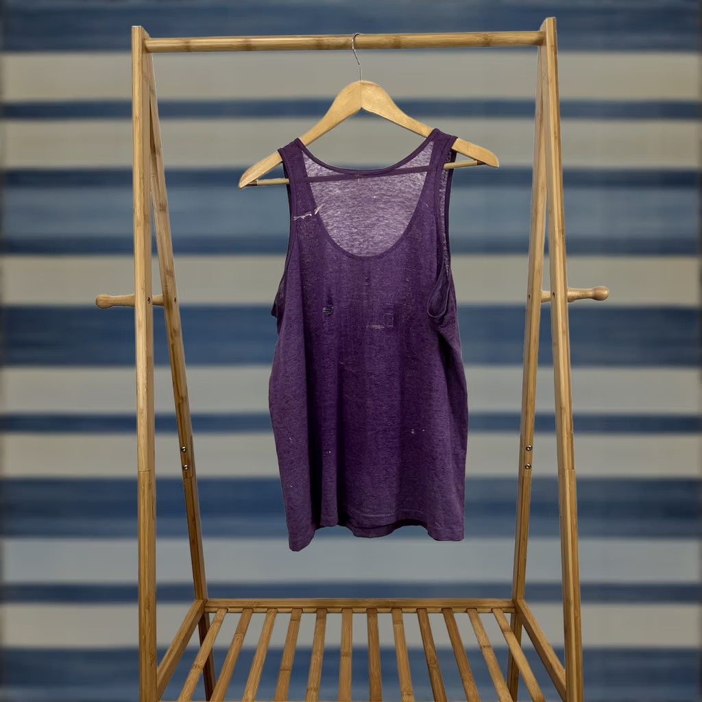 Vintage VTG 80s Charlotte Hornets Super Paper Thin Worn Burnout Purple Tank Top Shirt L Mens Purple Burnout Distressed NBA Hornets 80s VTG Rare Size US L / EU 52-54 / 3 - 1 Thumbnail