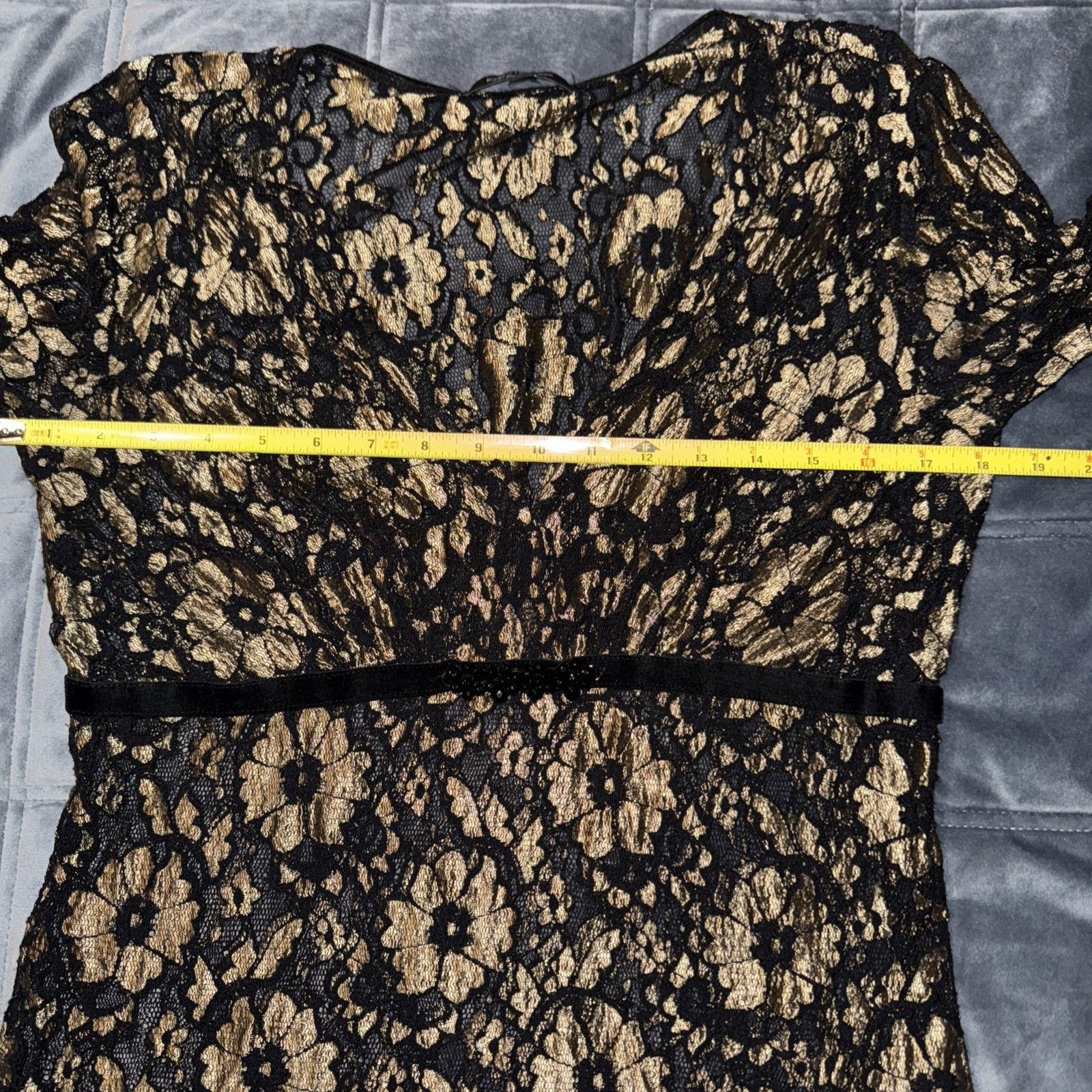 Other Lace Top Sz L Floral Empire Jewel Velvet Band Goth Fairy LBD Size L / US 10 / IT 46 - 7 Thumbnail