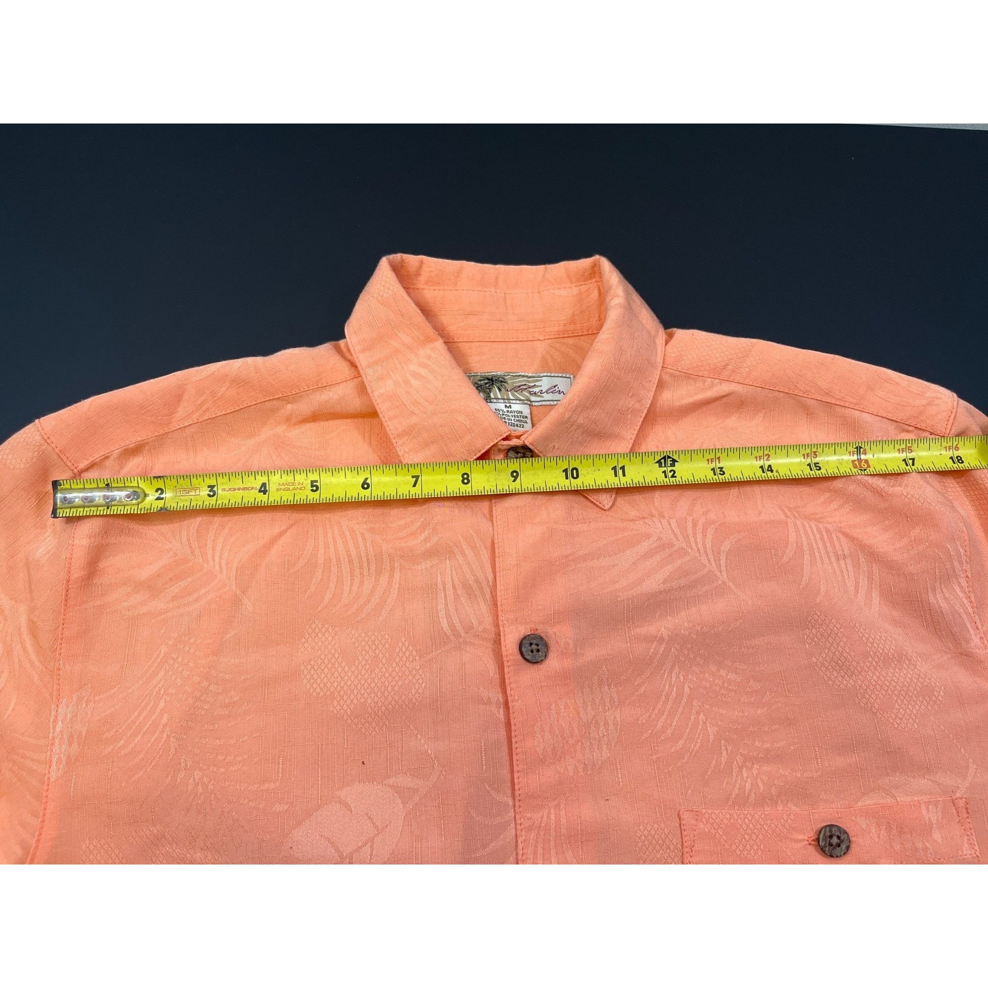 Other Joe Marlin Men's Orange Hawaiian Shirt/Button Up Sz M SKU 40 Size US M / EU 48-50 / 2 - 6 Thumbnail