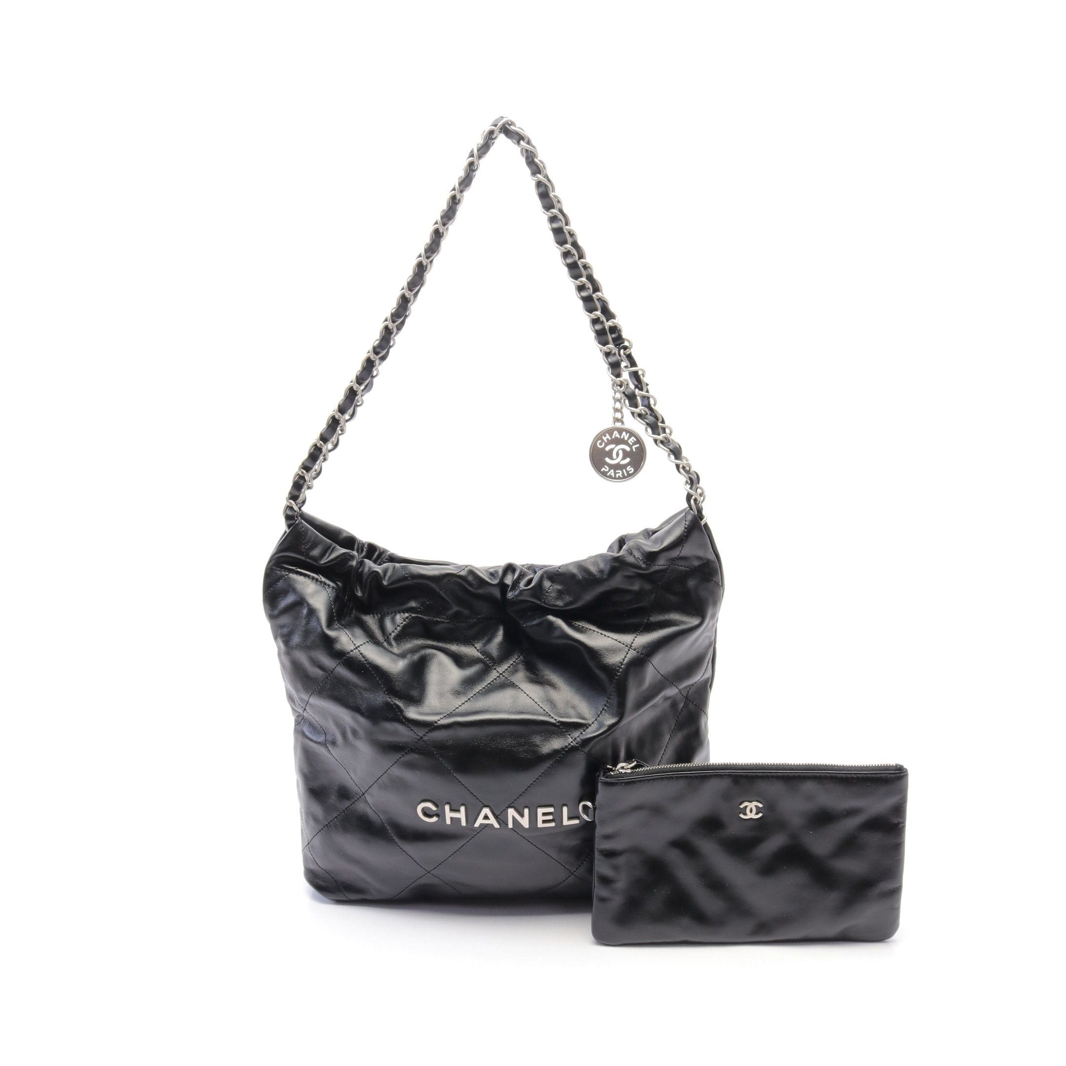 Chanel Chanel Chanel 22 Chain Shoulder Bag Tote Leather Black Silver Hardware Size ONE SIZE - 1 Thumbnail