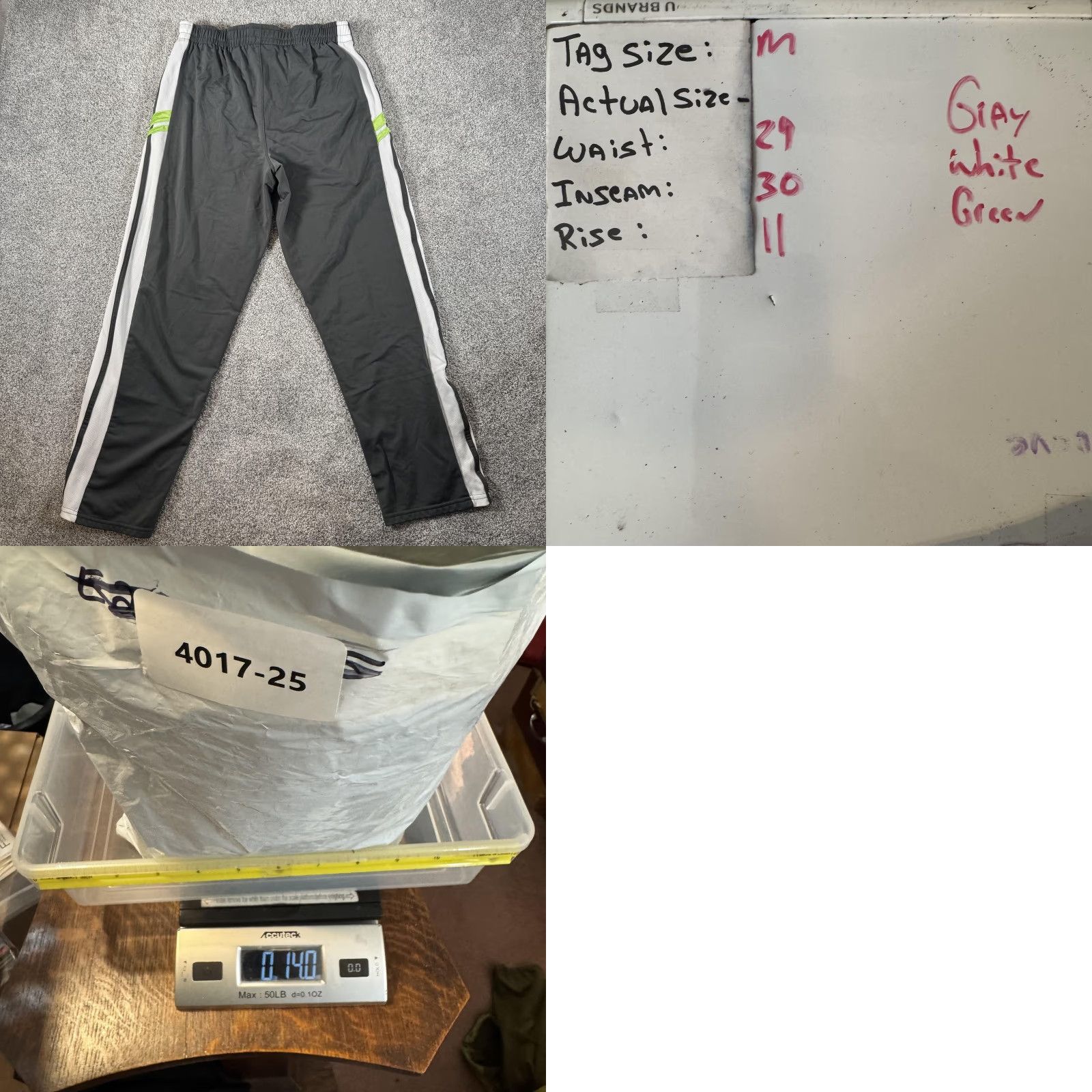 Champion Champion Pants Medium Gray White Green Athletic Side Stripe Track Logo Mens Size US 31 - 8 Thumbnail