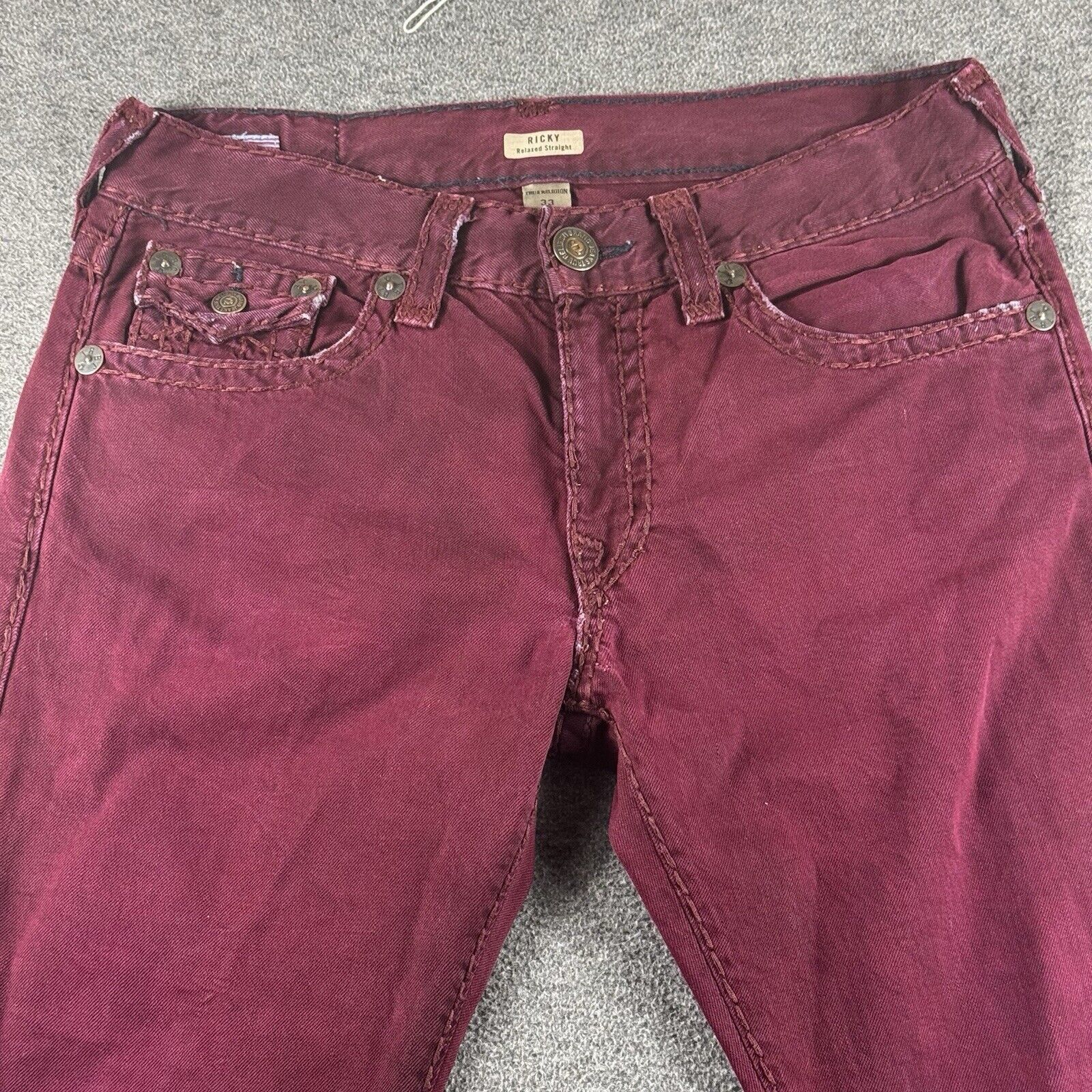 True Religion True Religion Ricky Relax Straight Jeans Red Size 33 X 34 Size US 33 - 1 Thumbnail