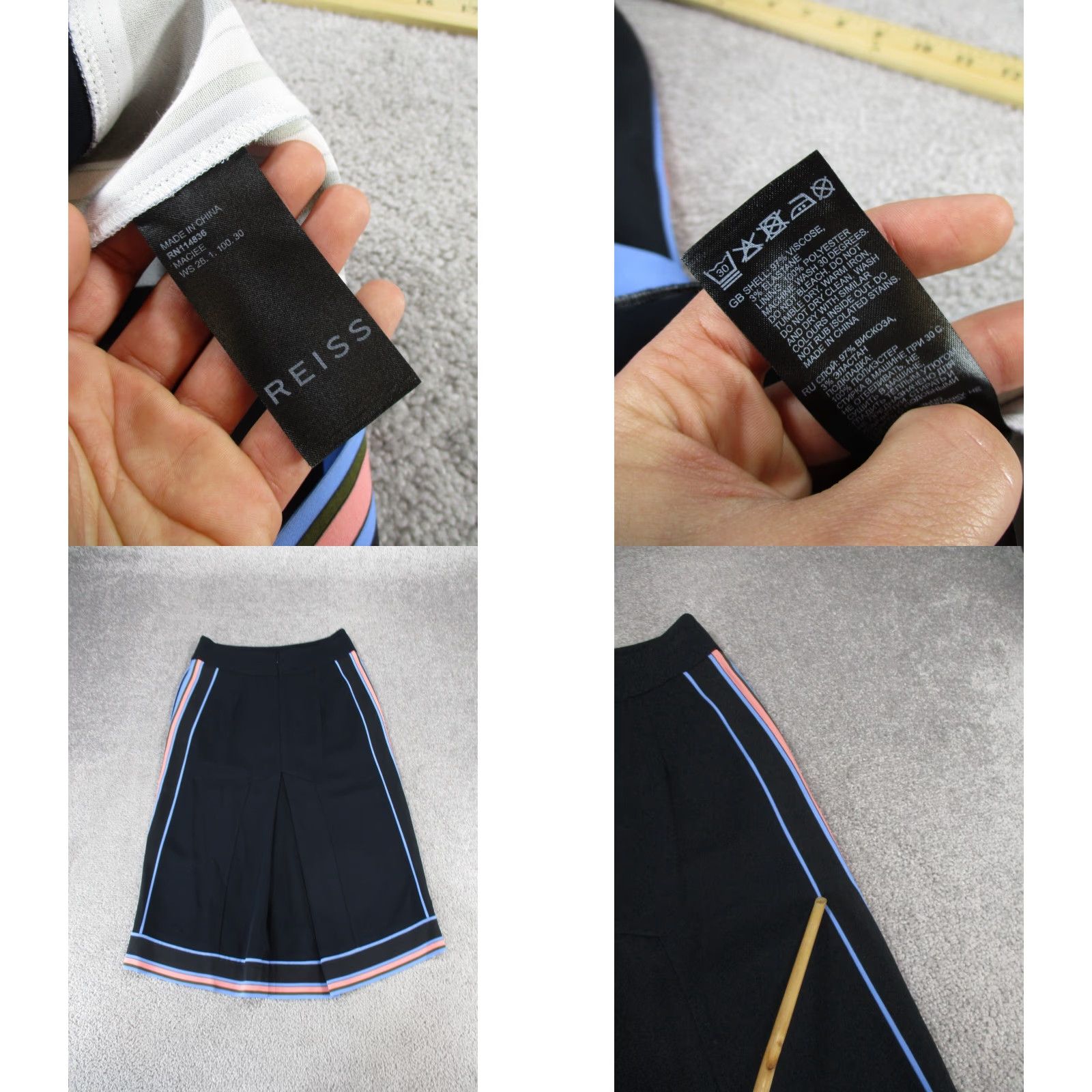 Reiss Reiss Skirt Womens 2 Maciee Colorblock Midi Black Multi Straight* Size 26" / US 2 / IT 38 - 8 Thumbnail