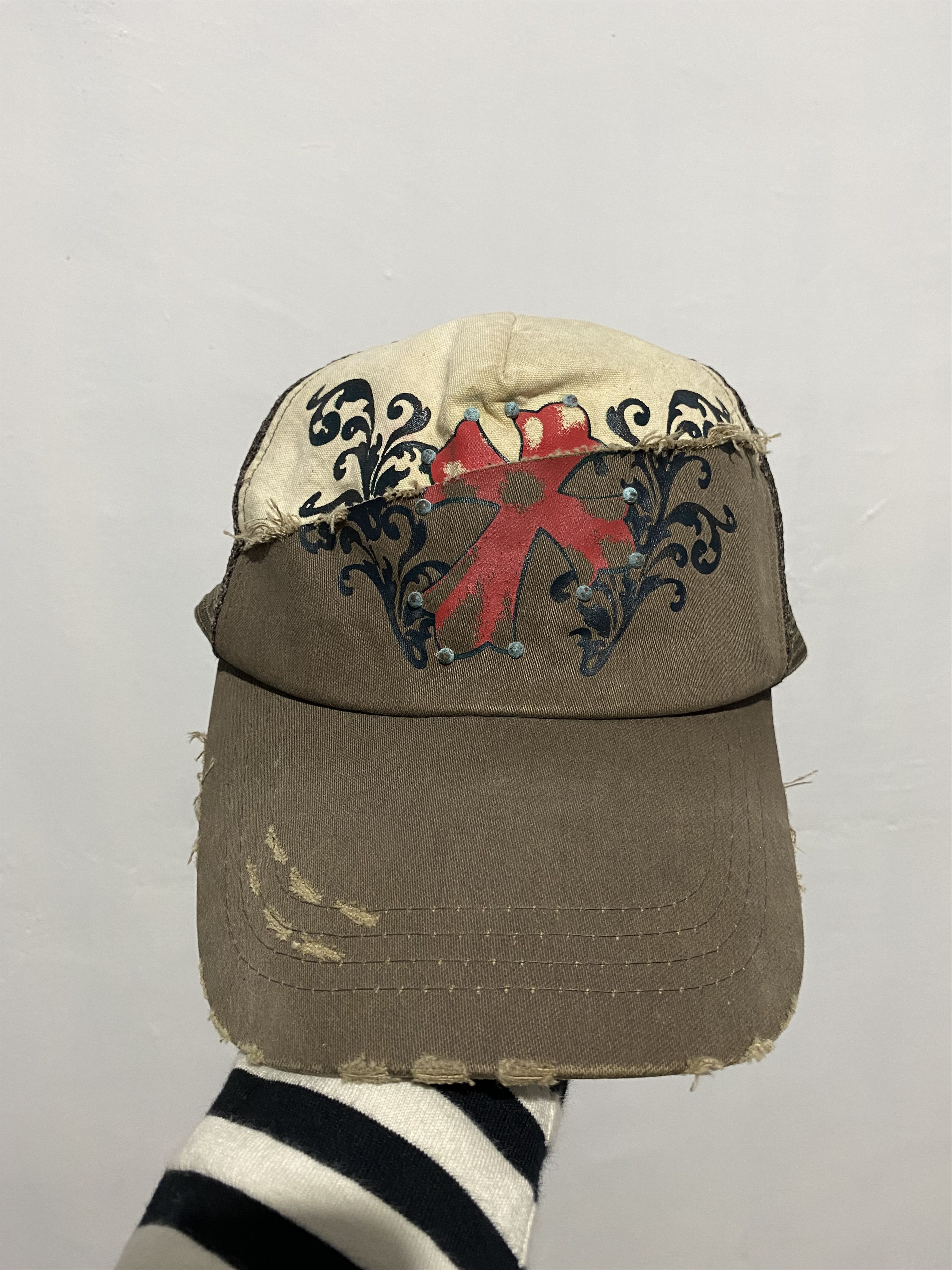 If Six Was Nine × Japanese Brand Y2K Poem Trucker Hats distressed cut out Size ONE SIZE - 1 Thumbnail