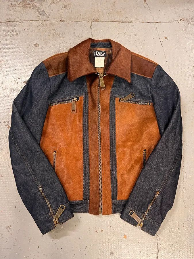 Dolce & Gabbana FW2005 Dolce & Gabbana Brown Pony Hair & Blue Denim Jacket Size US L / EU 52-54 / 3 - 4 Thumbnail