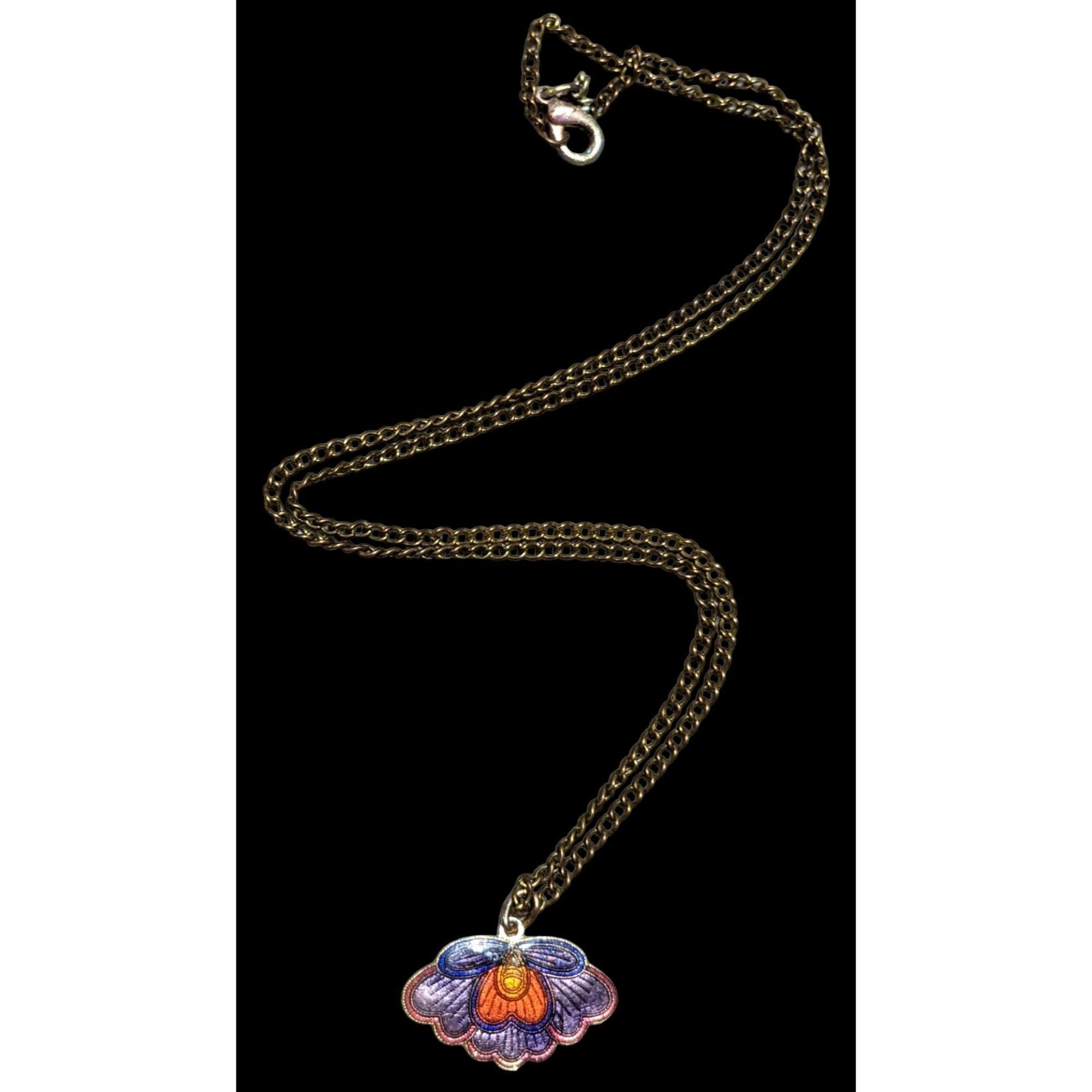 Other Purple Cloissone Moth Necklace Size ONE SIZE - 1 Thumbnail