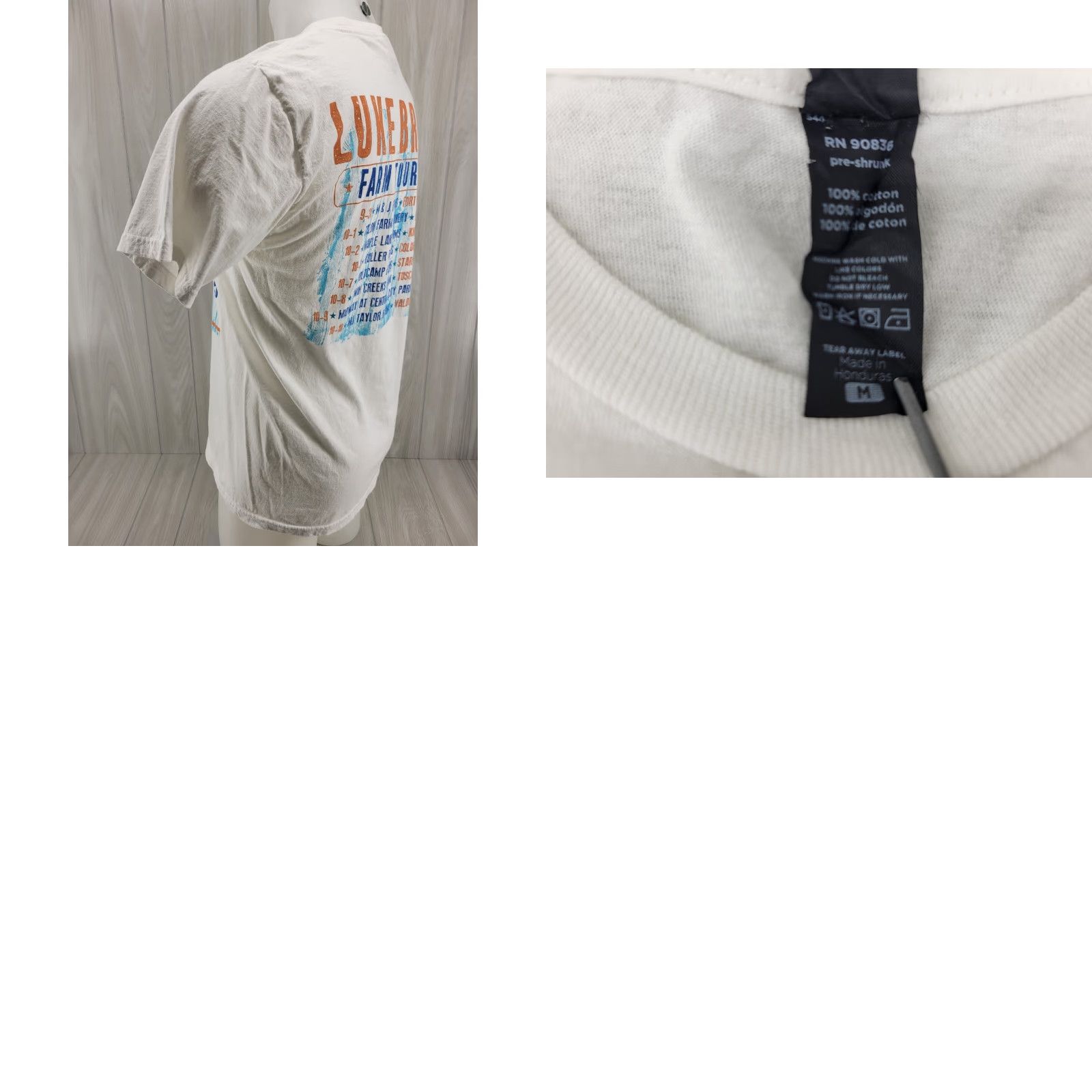 Vintage Luke Bryan Farm Tour 2015 White Mens Tshirt Top Tee Shirt Graphic - Size Medium Size US M / EU 48-50 / 2 - 8 Thumbnail