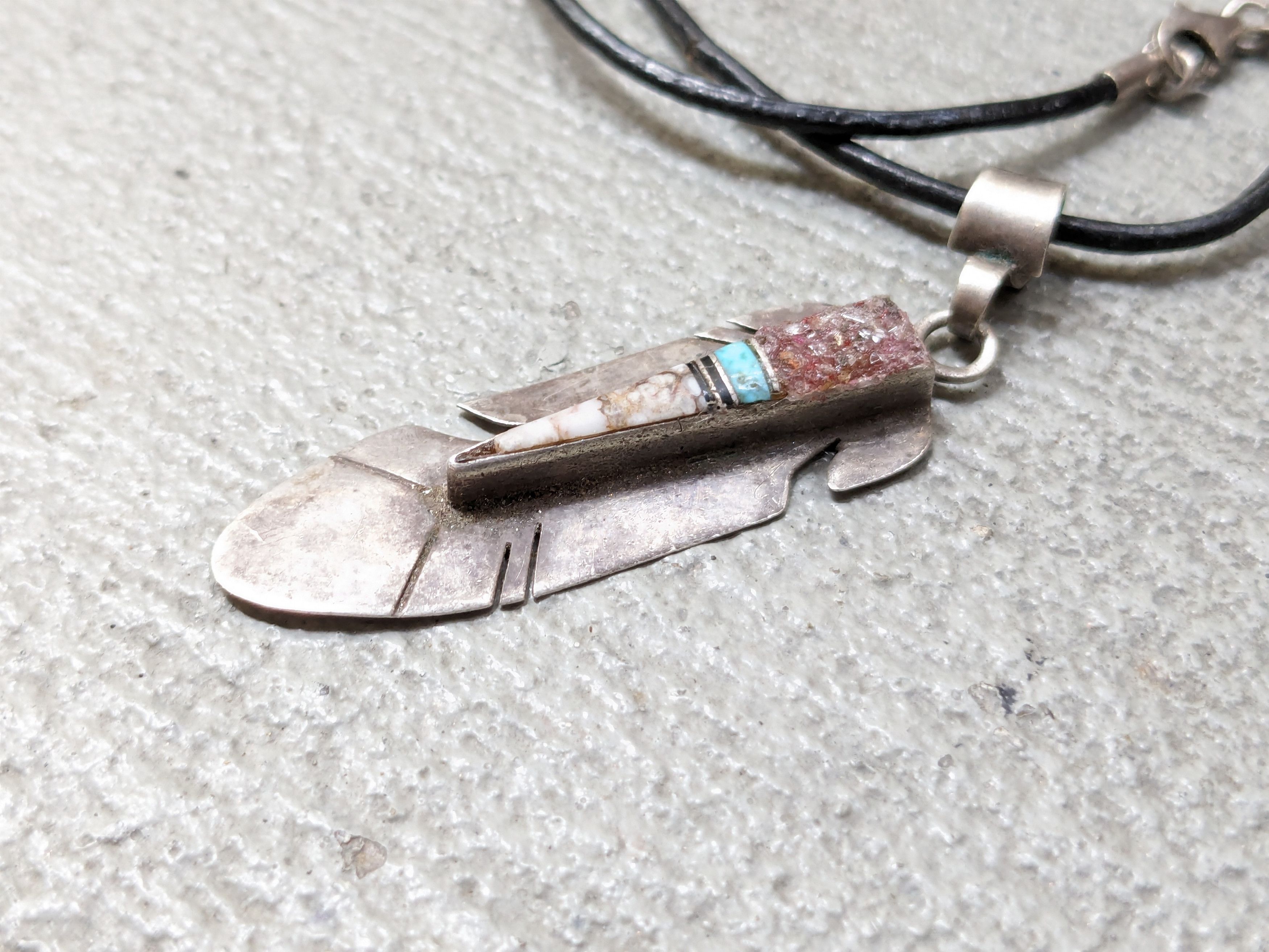 Other Vintage Sterling Silver Feather Necklace Navajo 17" Y2K Size ONE SIZE - 4 Thumbnail
