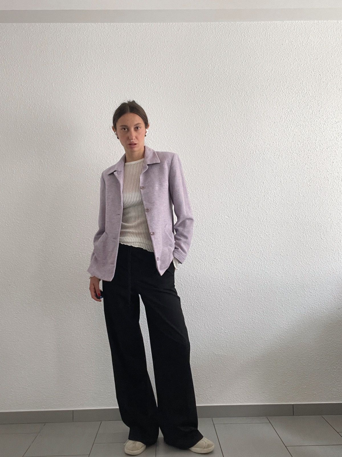 Designer × Vintage Vintage lilac jacket: Viscose, wool and silk Size XS / US 0-2 / IT 36-38 - 4 Thumbnail