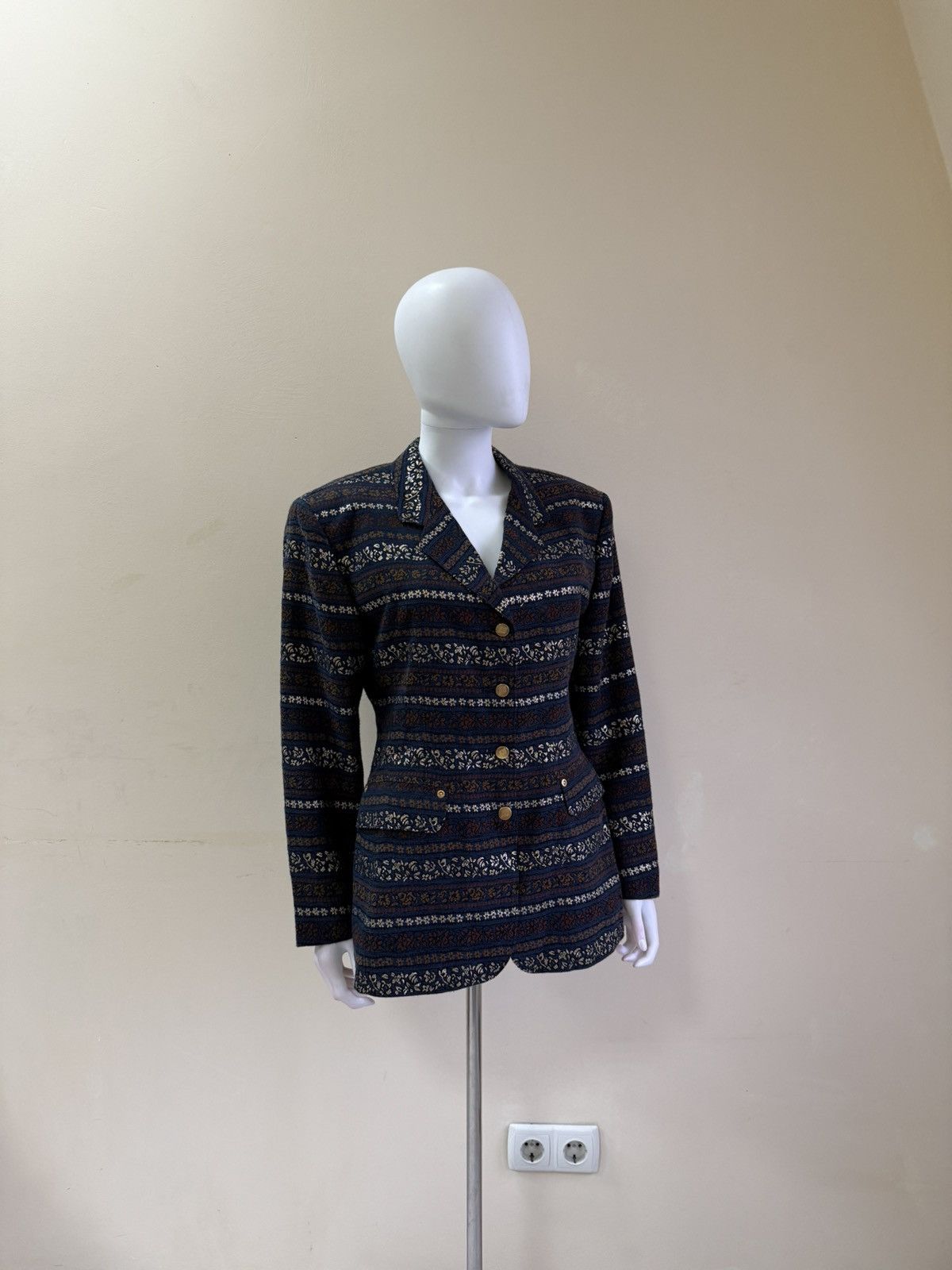 Jean Paul Gaultier Vintage 1990s Junior Gaultier Striped Floral Blazer Jacket Size L / US 10 / IT 46 - 5 Thumbnail