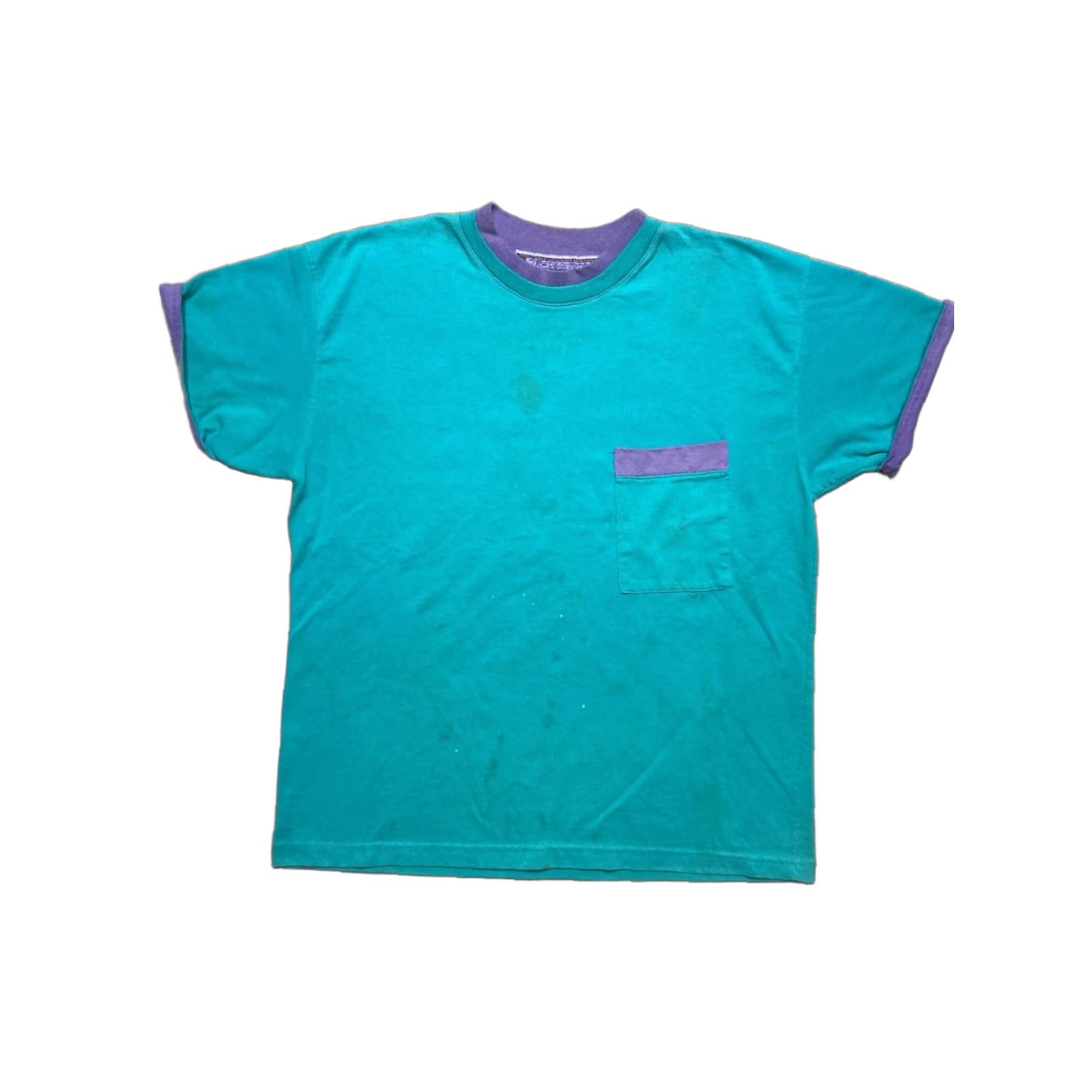 Altea VINTAGE 80s 90s Tradewinds T-Shirt Pocket Teal Purple Stained Boxy Large Men L Size US L / EU 52-54 / 3 - 1 Thumbnail
