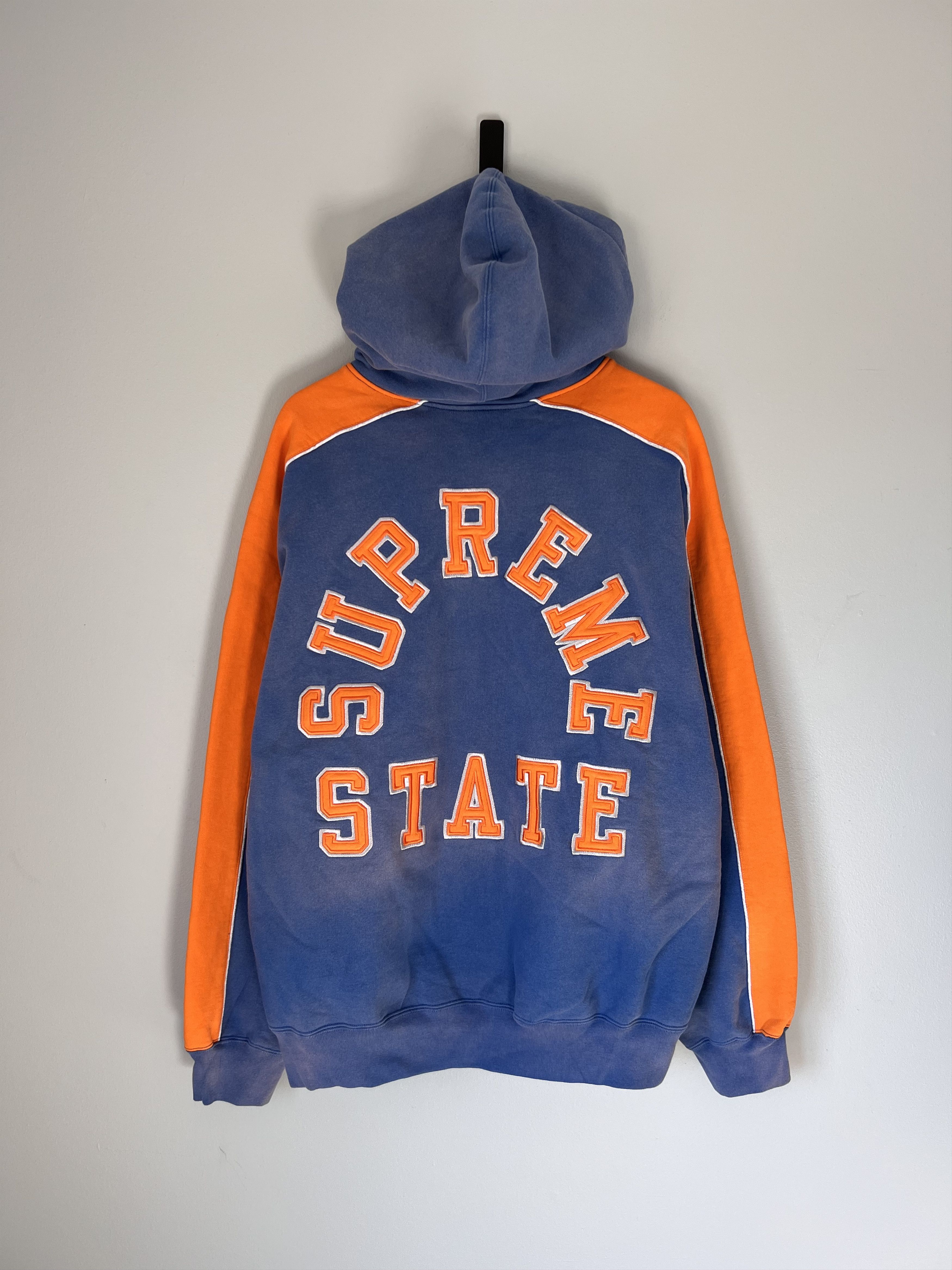 Supreme Supreme State Zip Up Hooded Sweatshirt in Washed Royal 